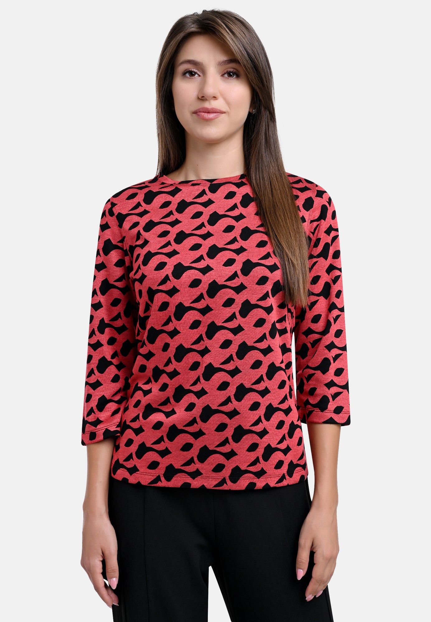 25613 Shirt mit Print-Muster in Rot/Schwarz