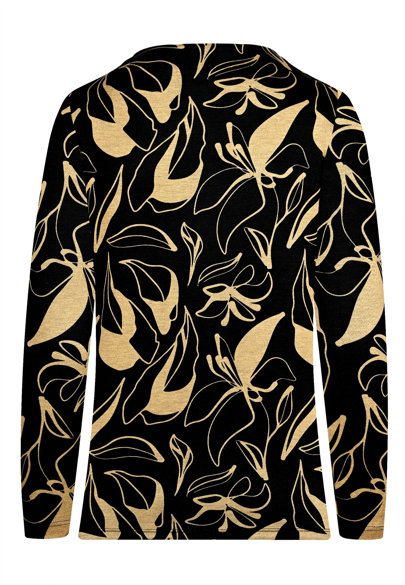 25614 Shirt mit Blumen-Print in Schwarz/Gold