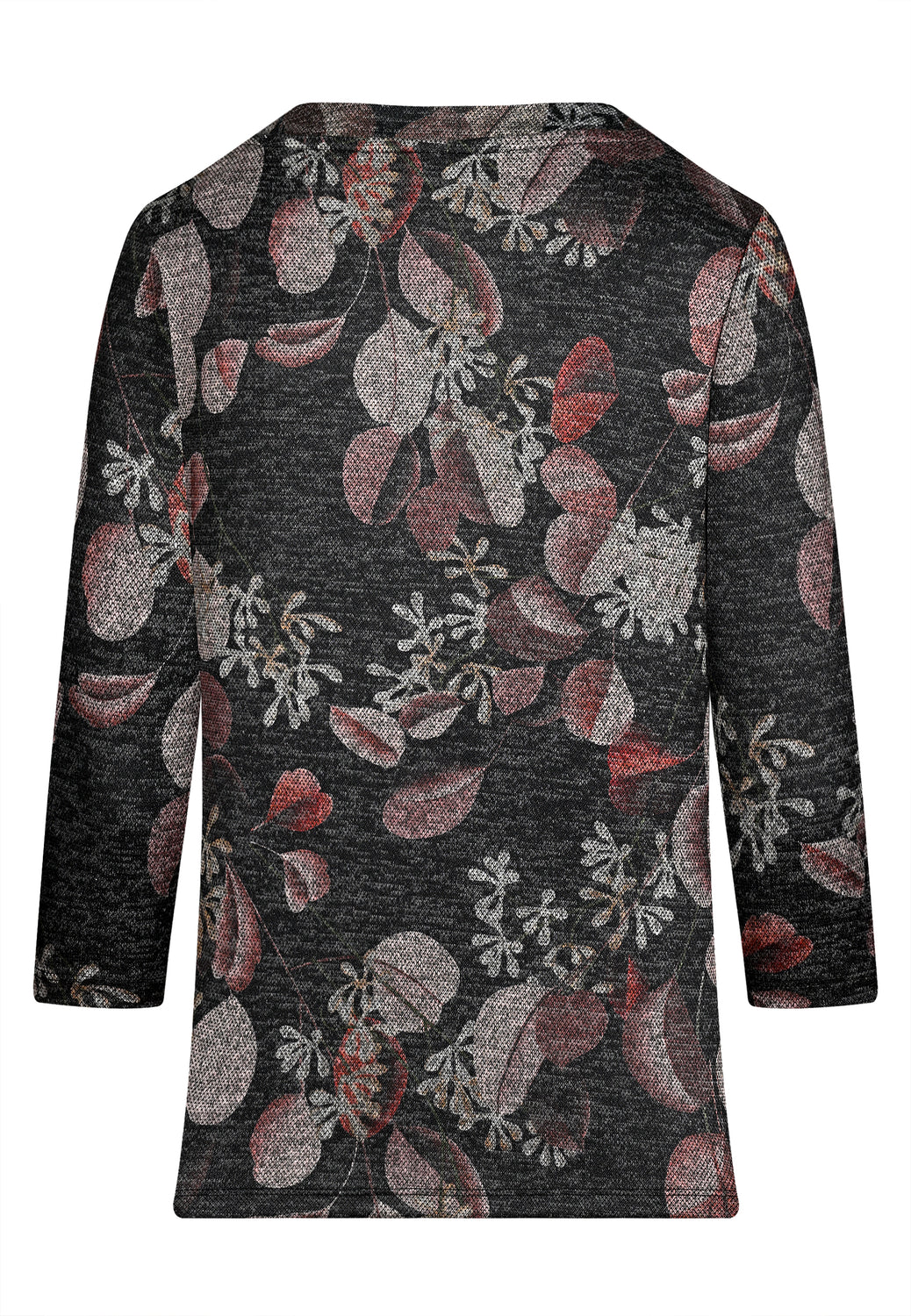 25615 Shirt mit Blätter-Print in Schwarz/Braun