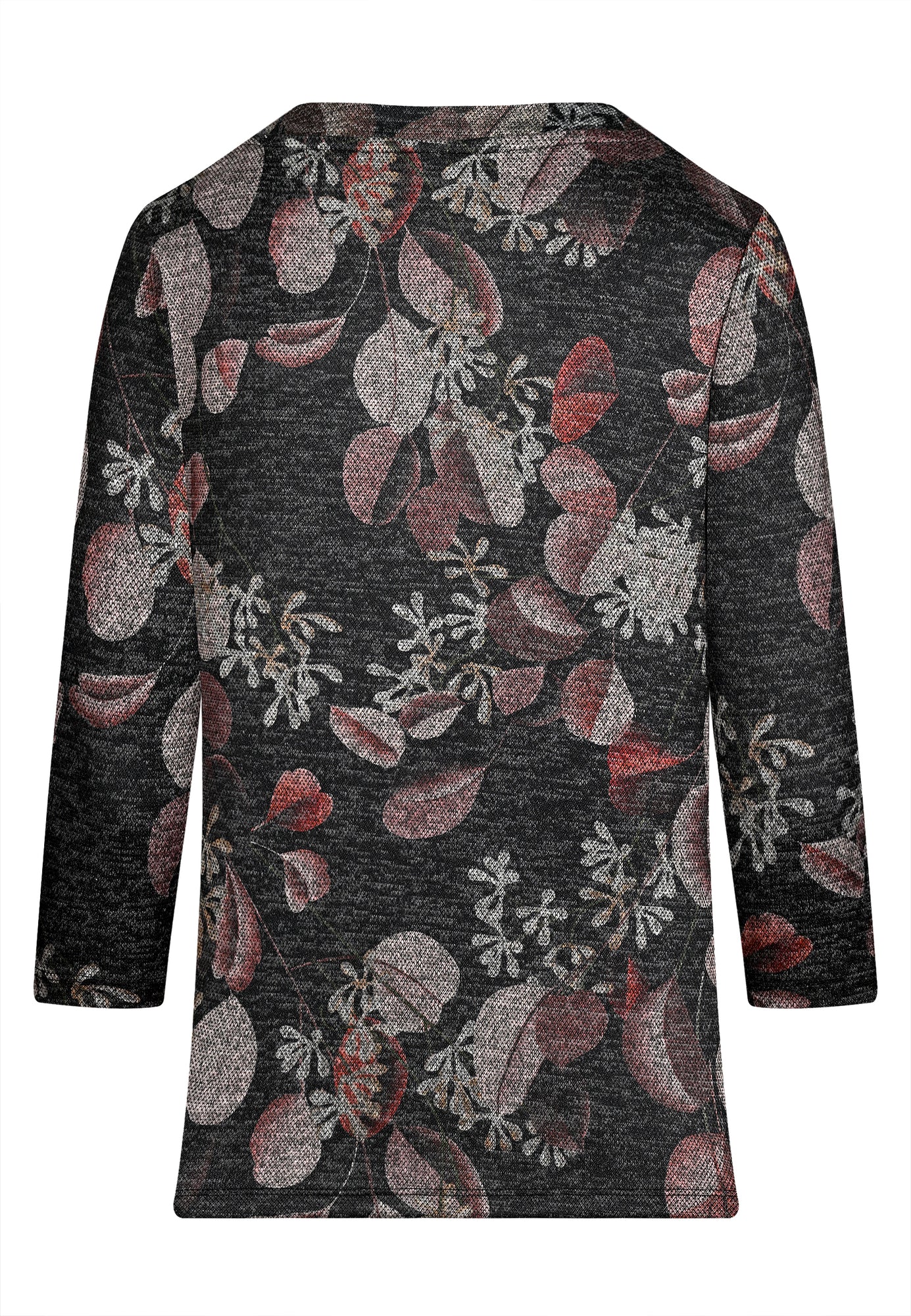 25615 Shirt mit Blätter-Print in Schwarz/Braun