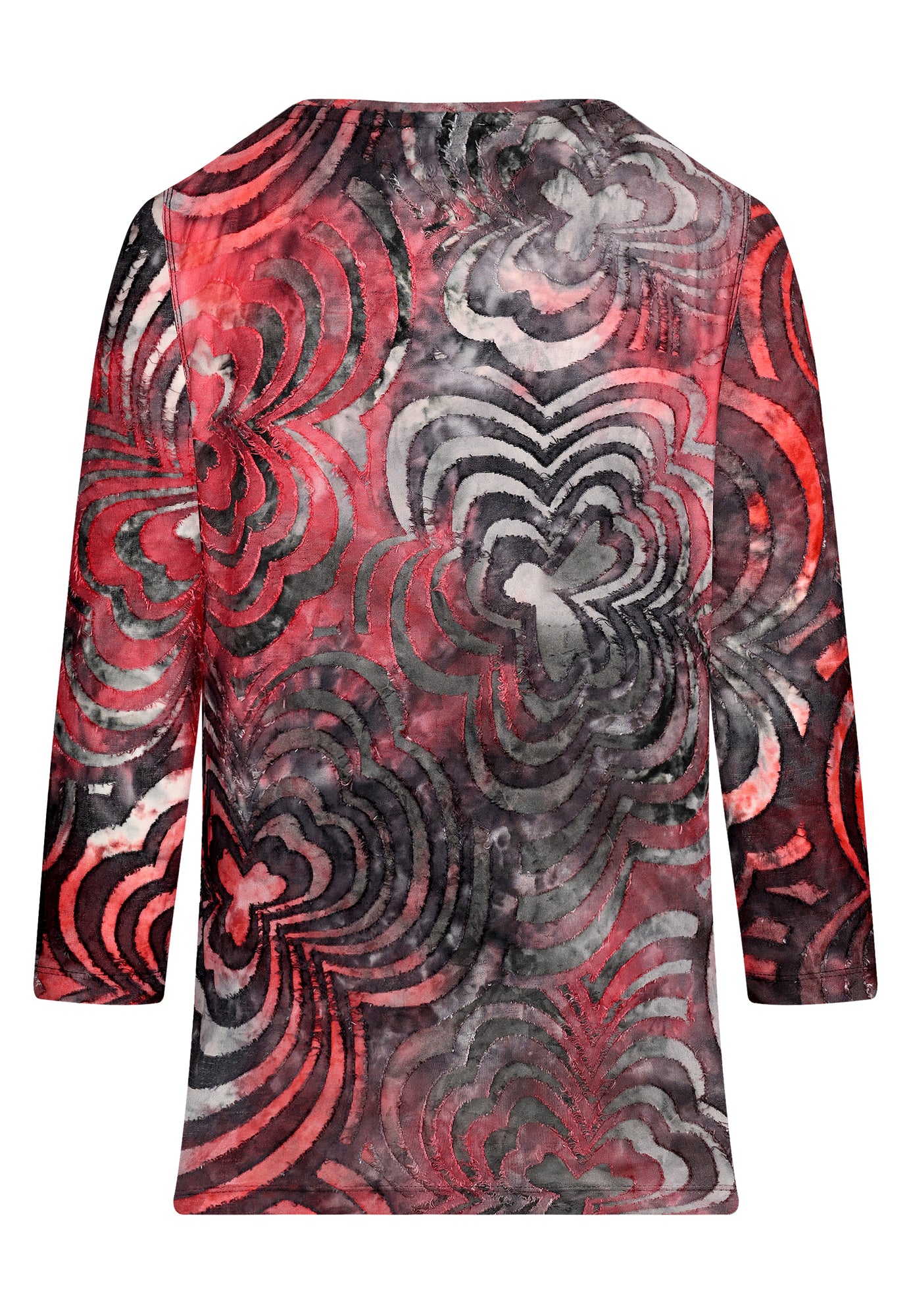 25618 Shirt mit Blütenmuster in Rot/Grau