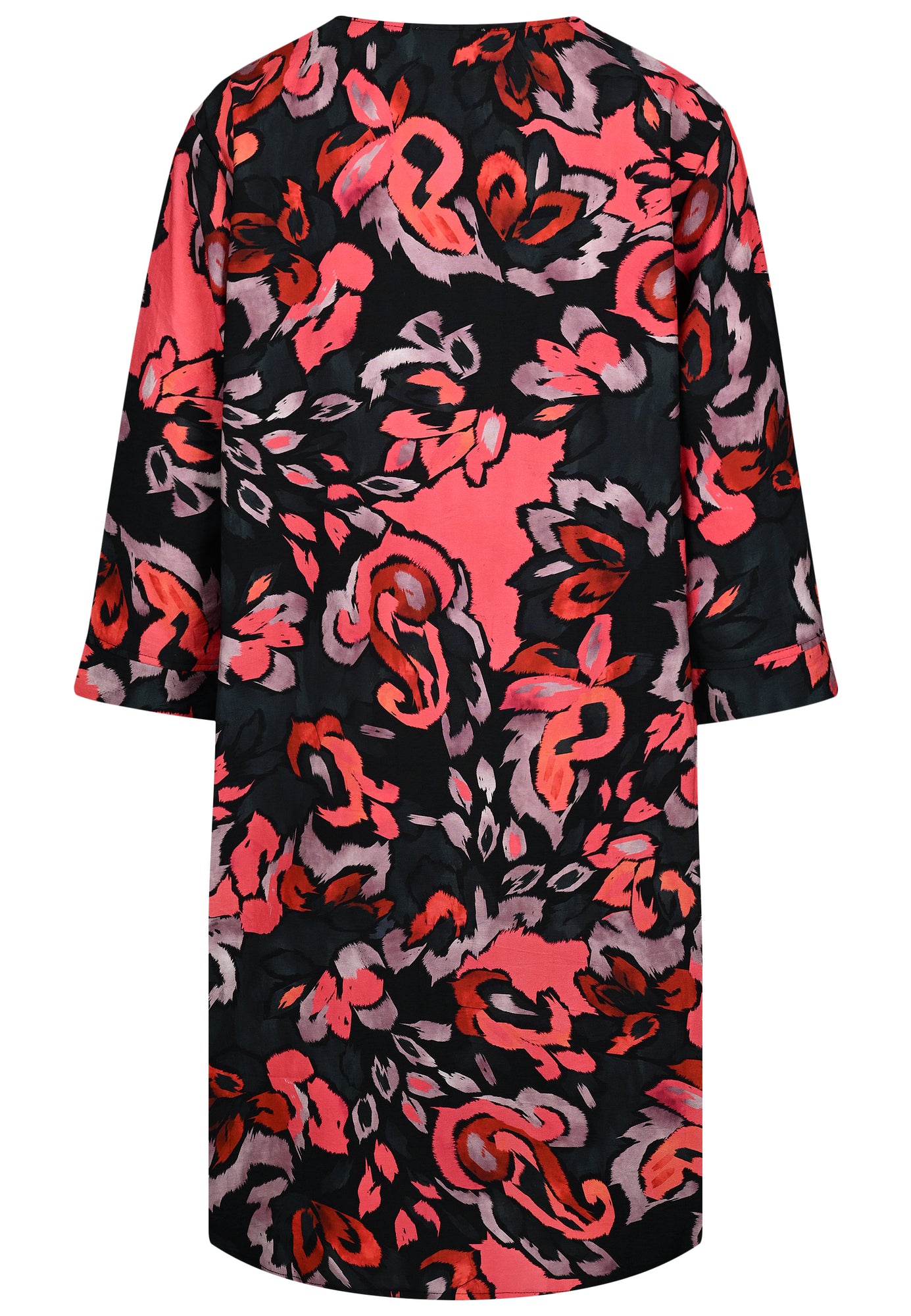 25622 Kleid mit Blüten-Print in Rot/Schwarz