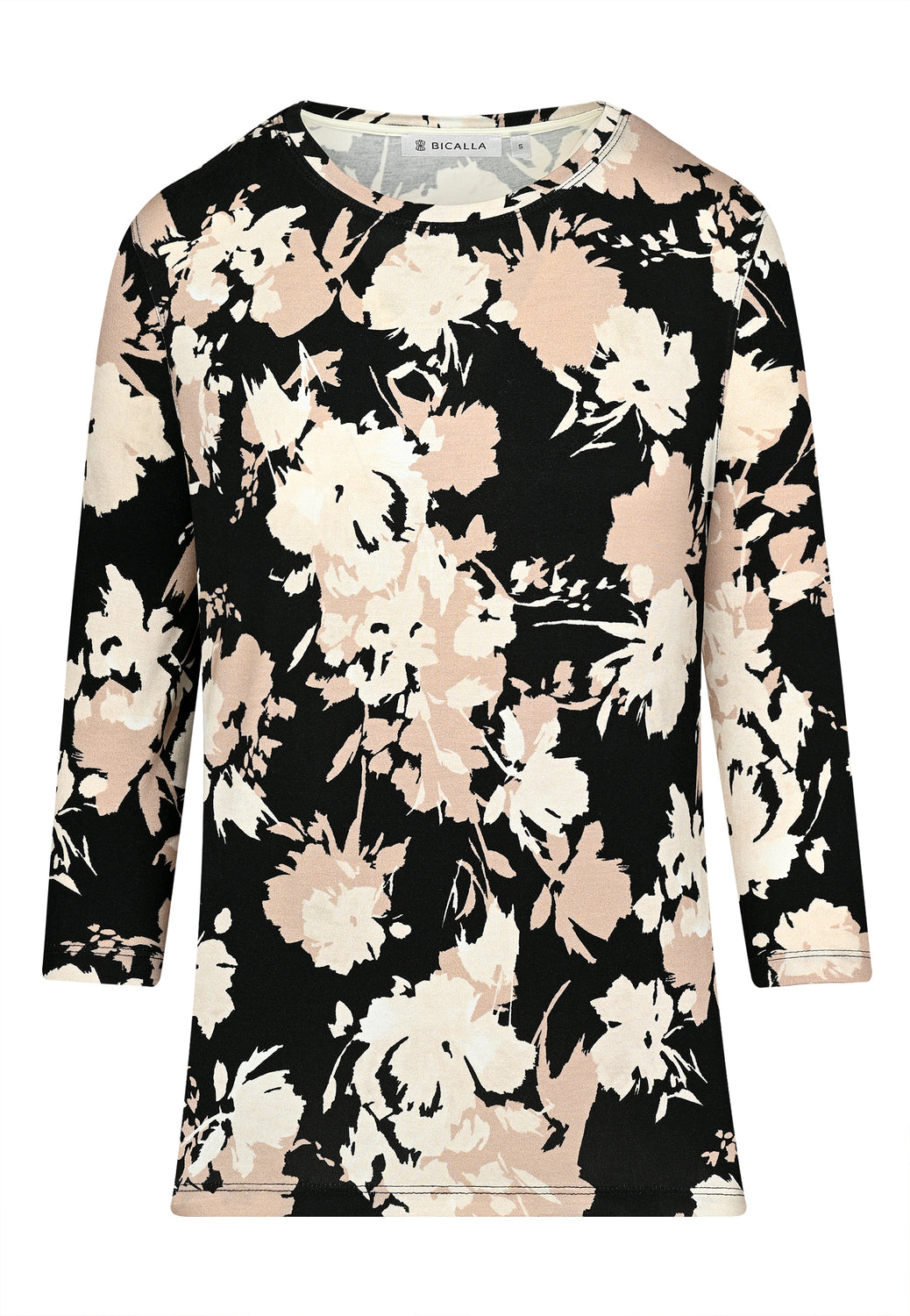 25624 Shirt mit Blumen-Print in Sand/Schwarz