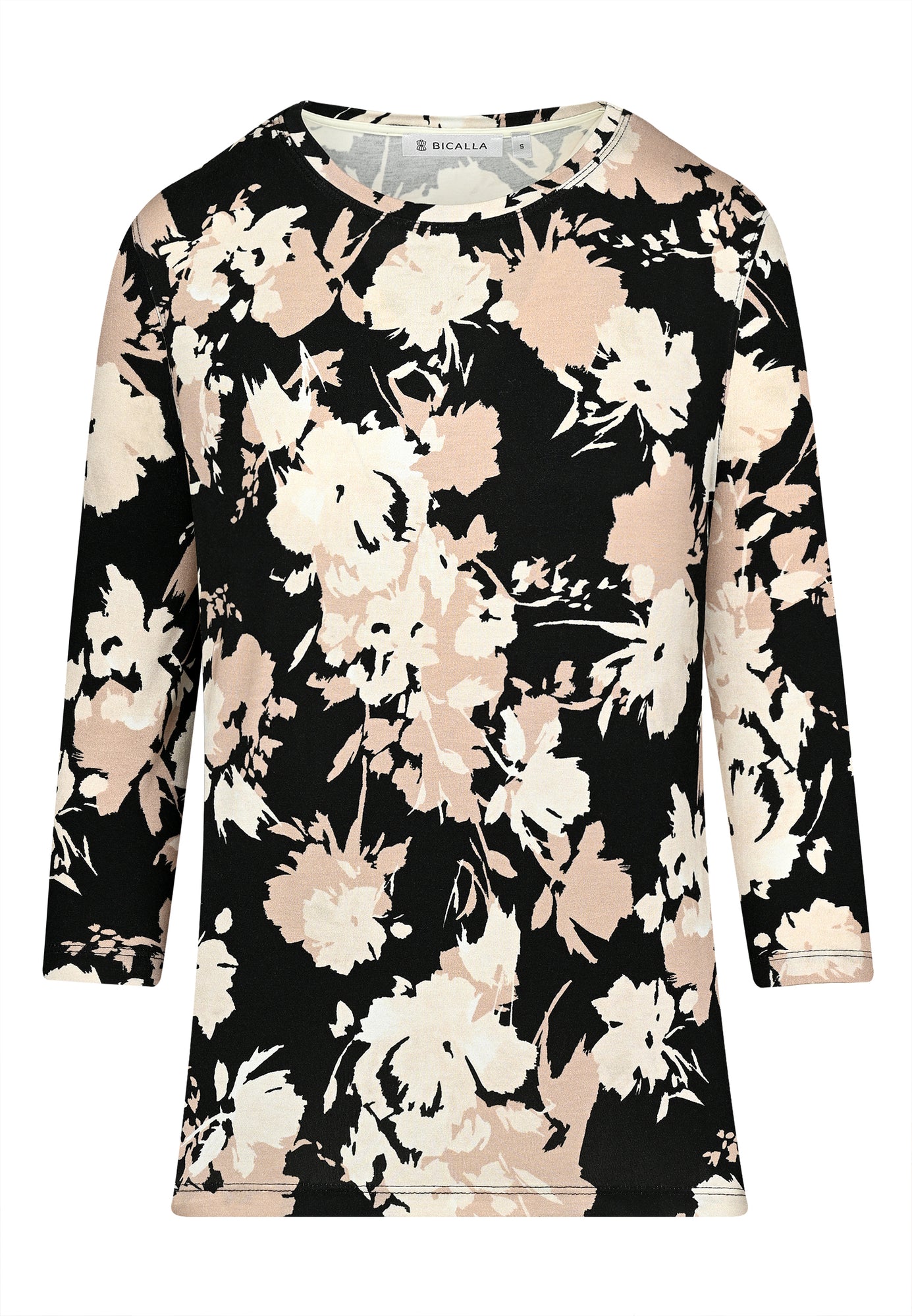 25624 Shirt mit Blumen-Print in Sand/Schwarz