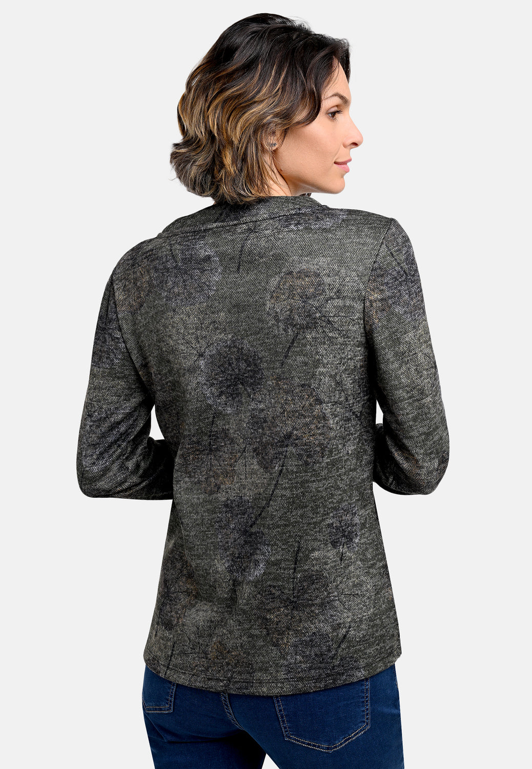 25713 Chemise à imprimé ginkgo vert/gris