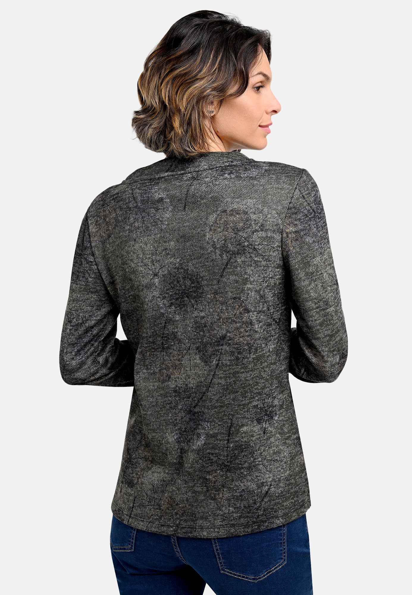 25713 Chemise à imprimé ginkgo vert/gris