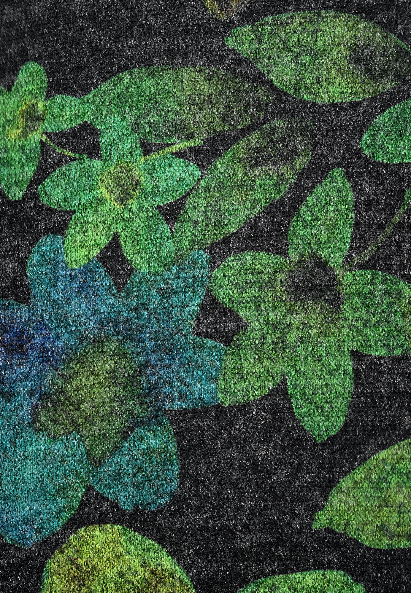 25714 Chemise en maille fine à imprimé fleuri vert/anthracite