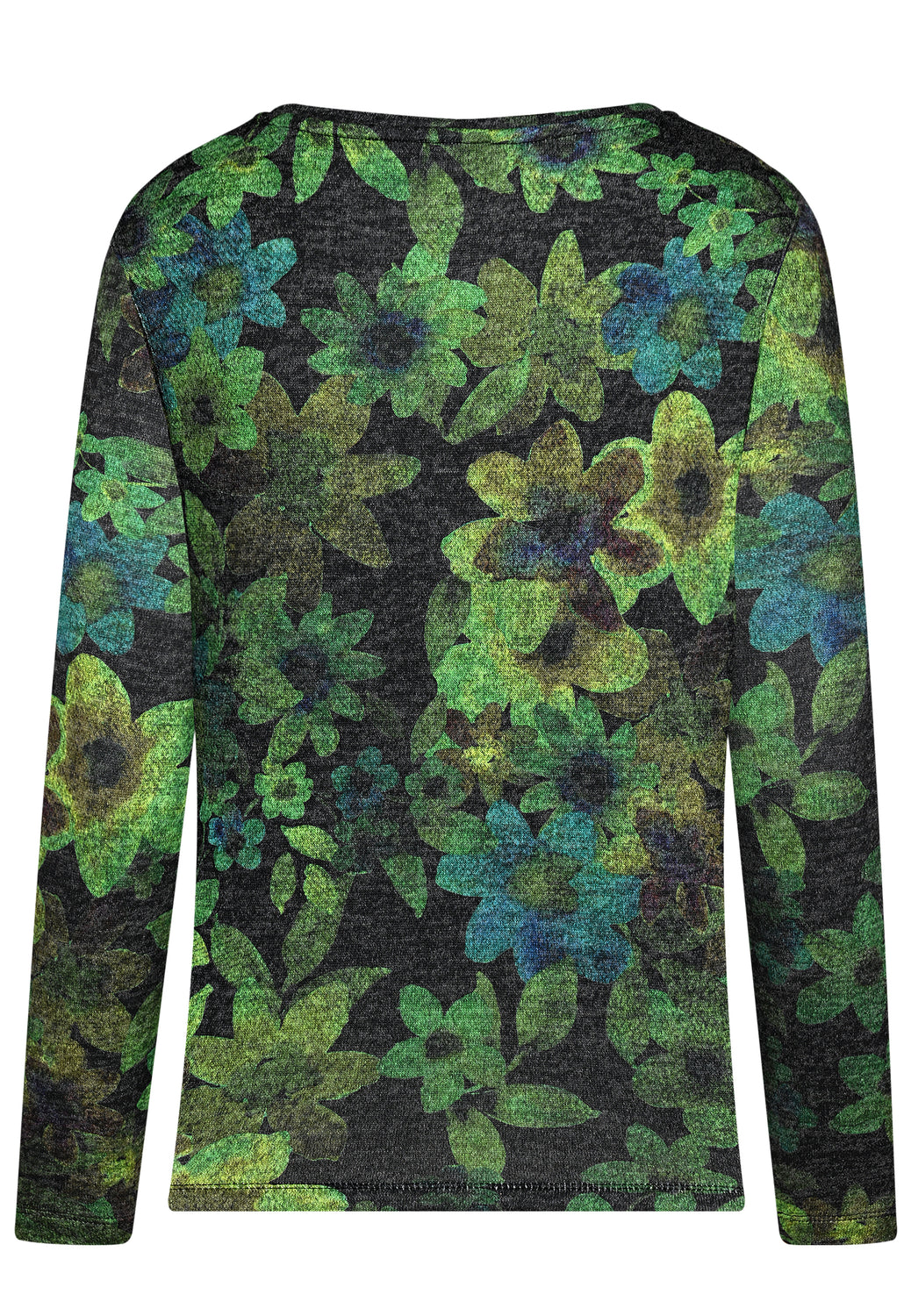 25714 Chemise en maille fine à imprimé fleuri vert/anthracite