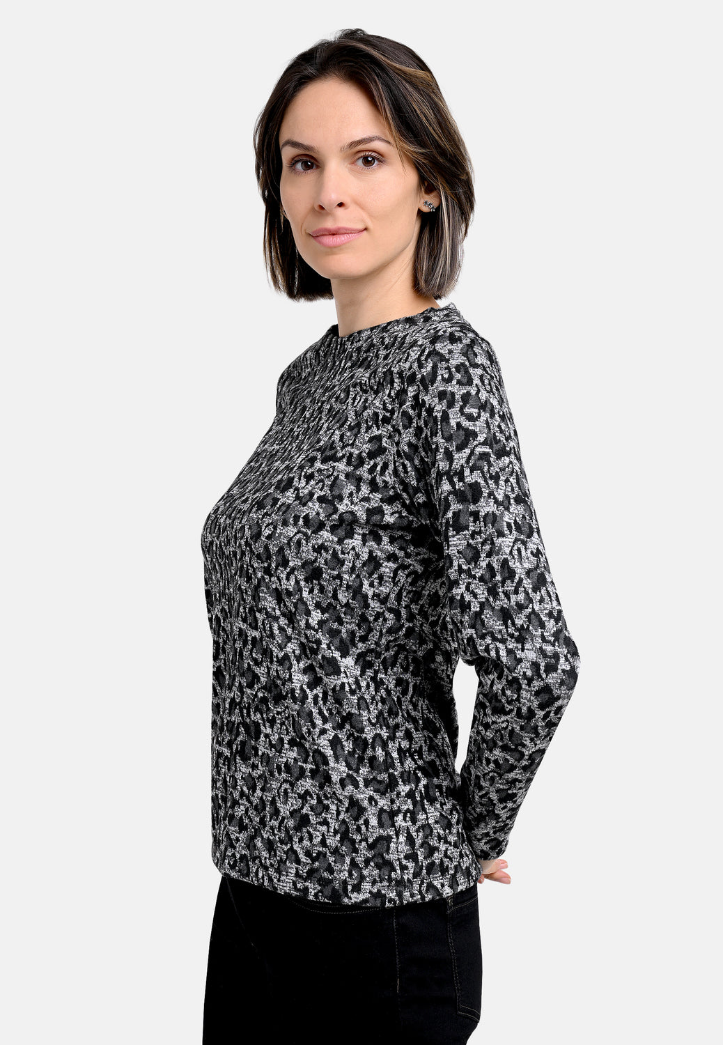 25715 Chemise à imprimé léopard gris/noir