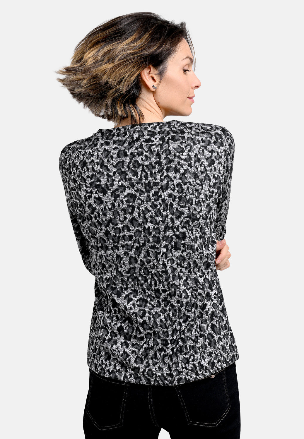 25715 Chemise à imprimé léopard gris/noir