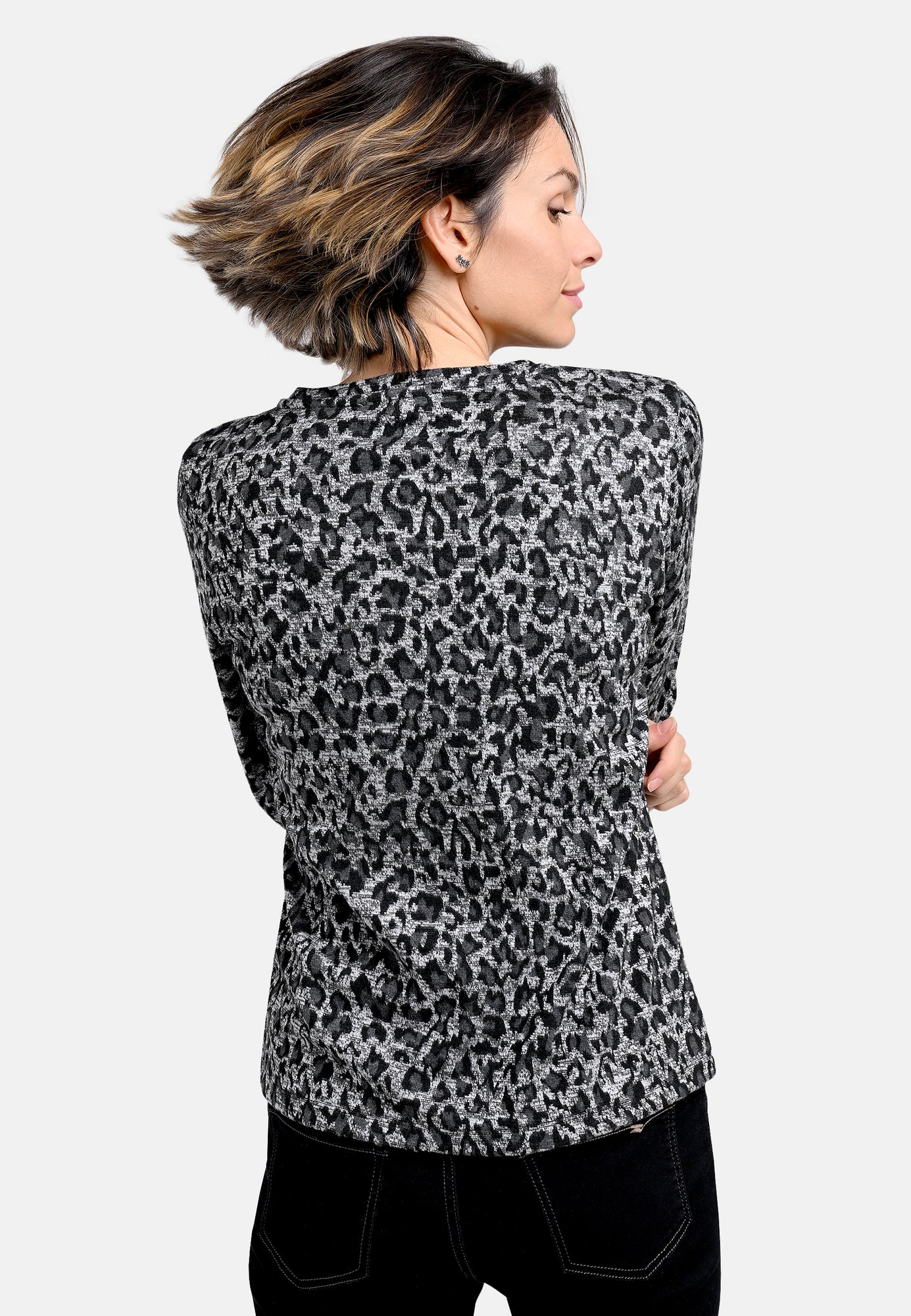 25715 Chemise à imprimé léopard gris/noir