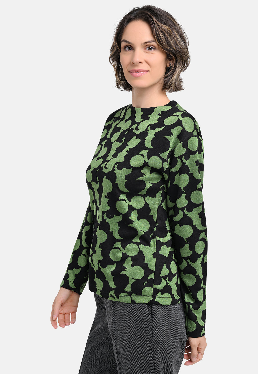 25716 Chemise à imprimé graphique vert/noir