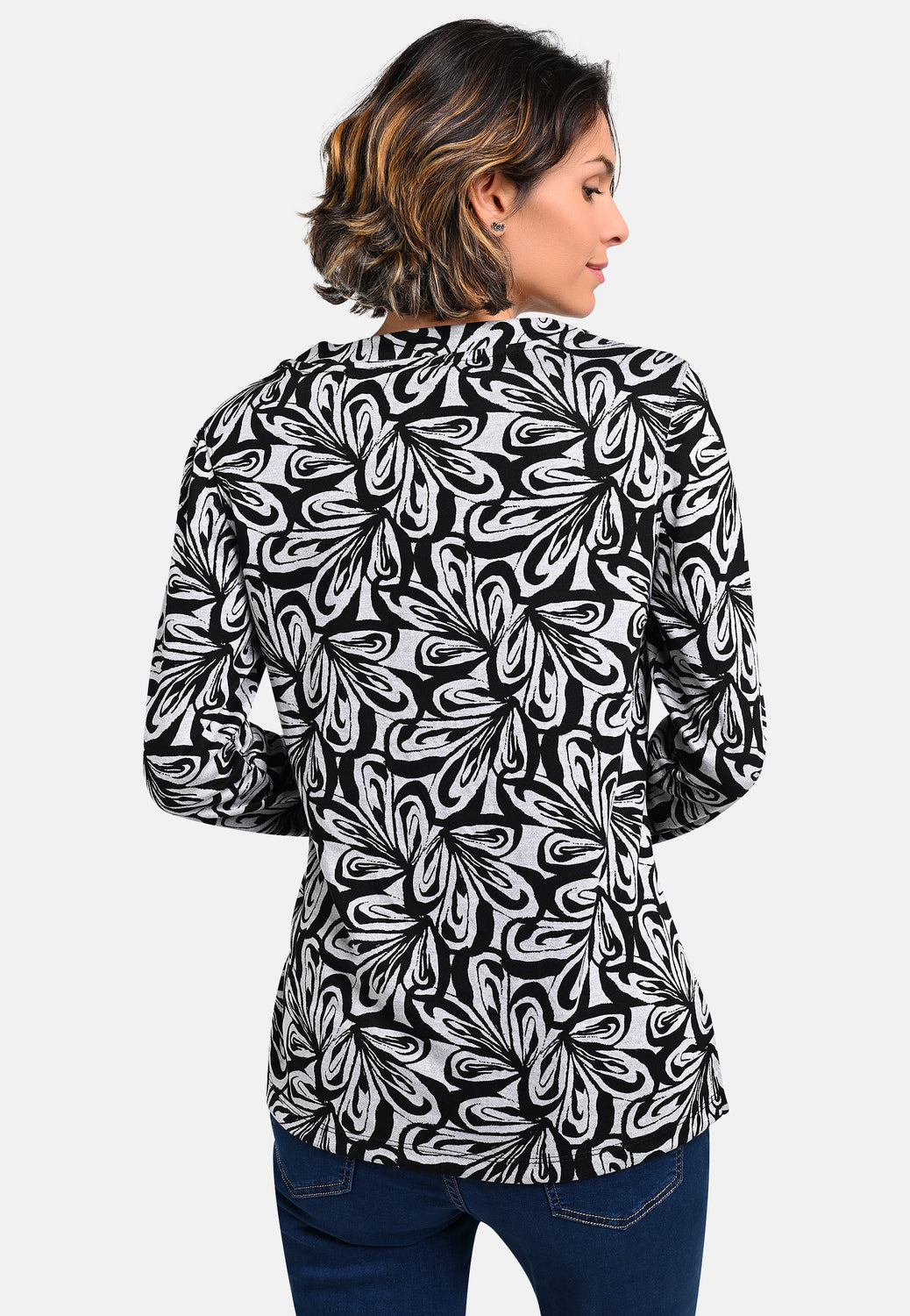 25717 Chemise à motif floral noir/gris clair