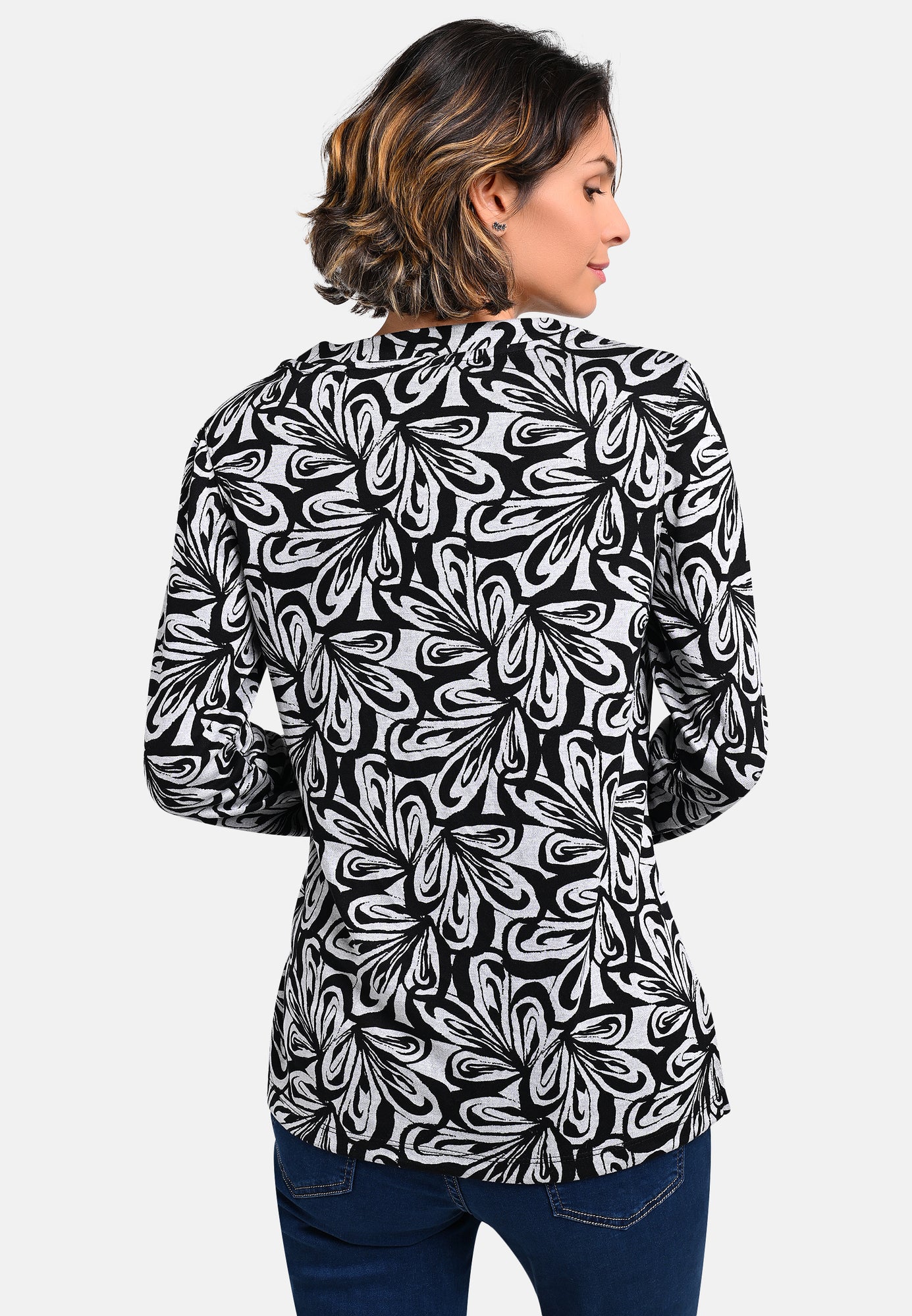 25717 Chemise à motif floral noir/gris clair