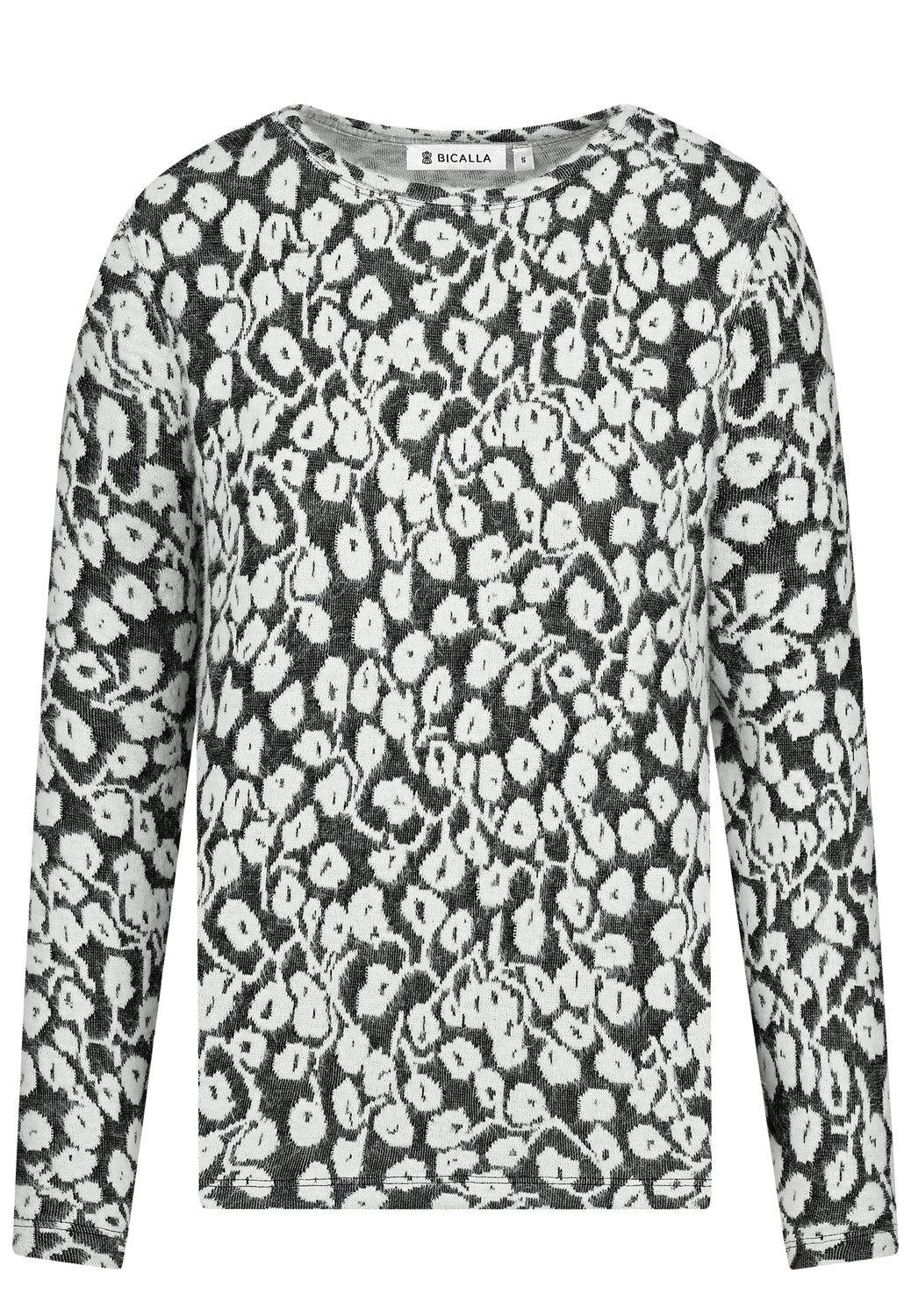 25718 Shirt mit floralem Muster in Anthrazit/Weiß