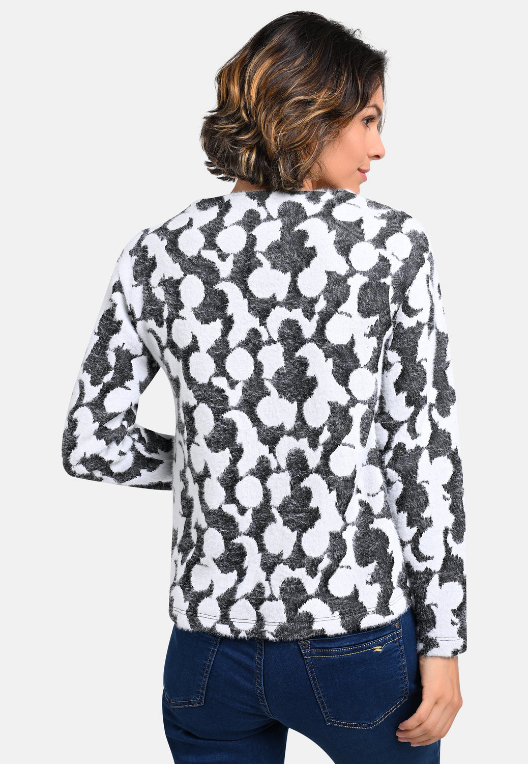 25719 Shirt mit grafischem Muster in Anthrazit/Weiß