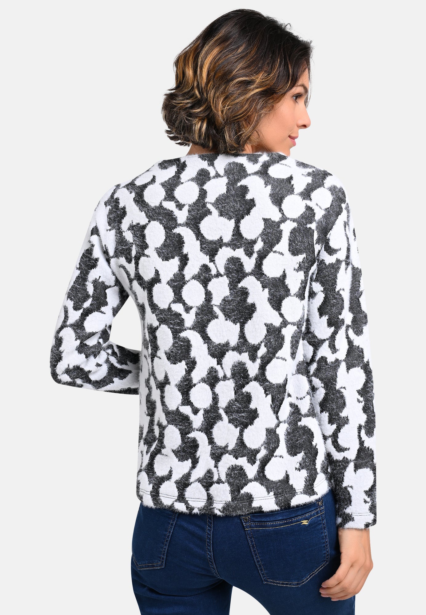 25719 Shirt mit grafischem Muster in Anthrazit/Weiß