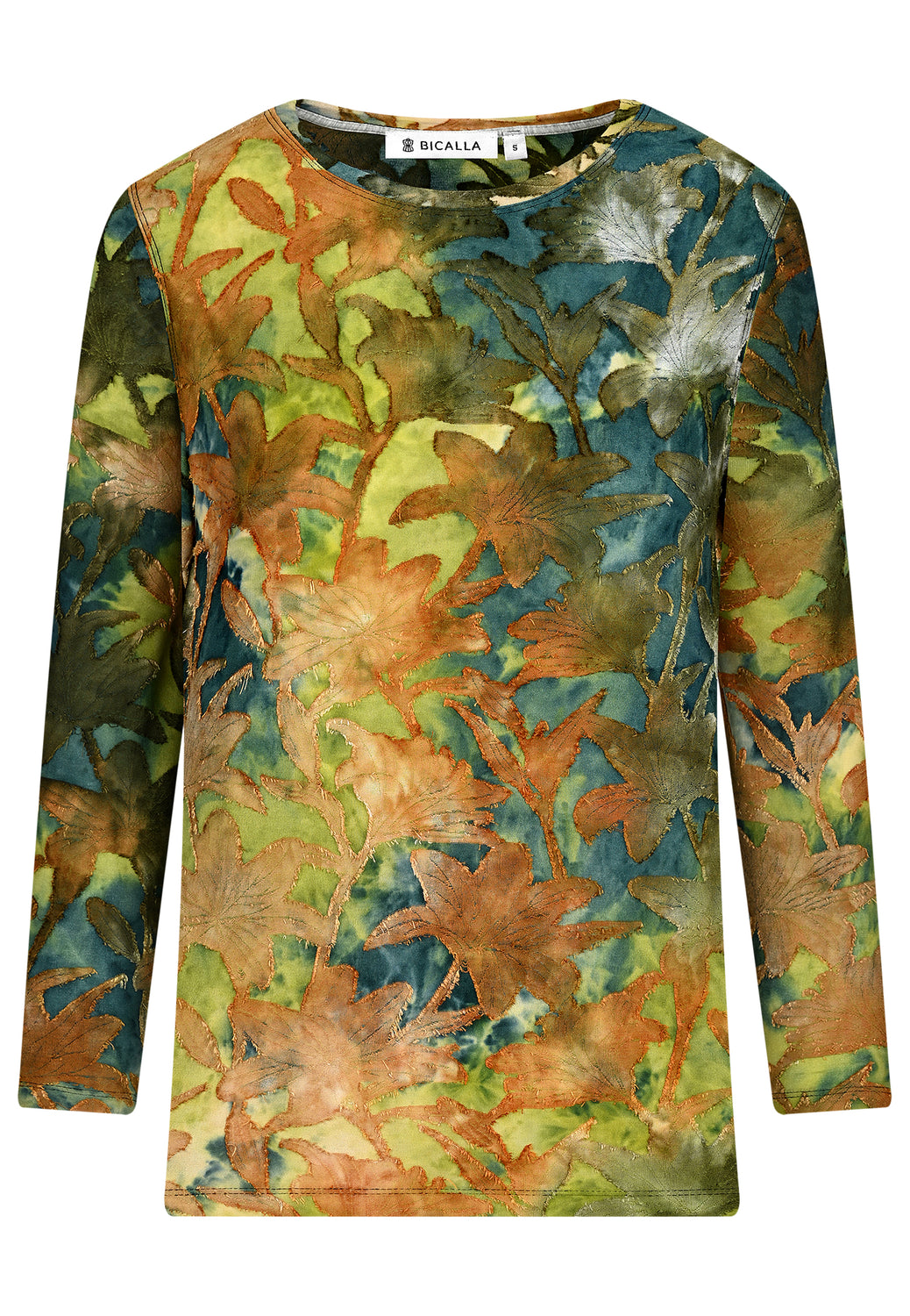 25721 Shirt mit Blumenmuster in Grün/Braun