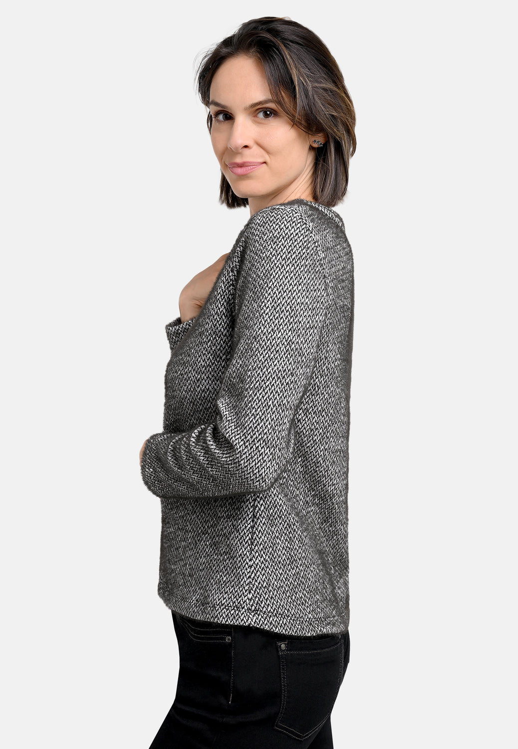 25722 Shirt mit grafischem Muster in Schwarz/Weiß