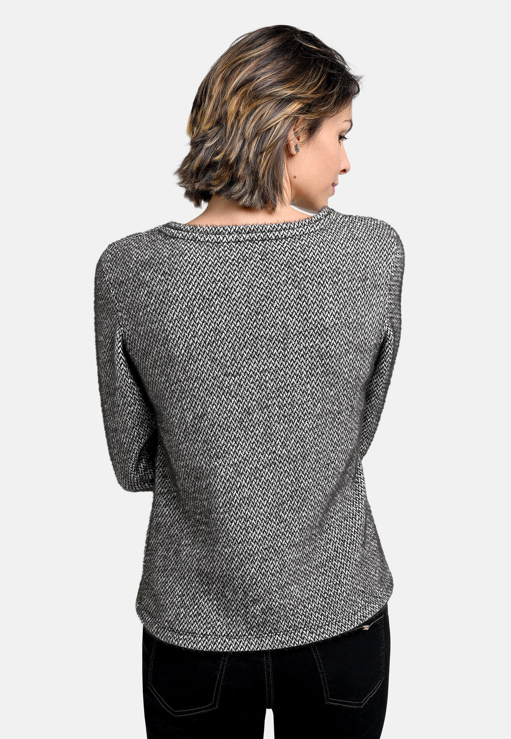 25722 Shirt mit grafischem Muster in Schwarz/Weiß