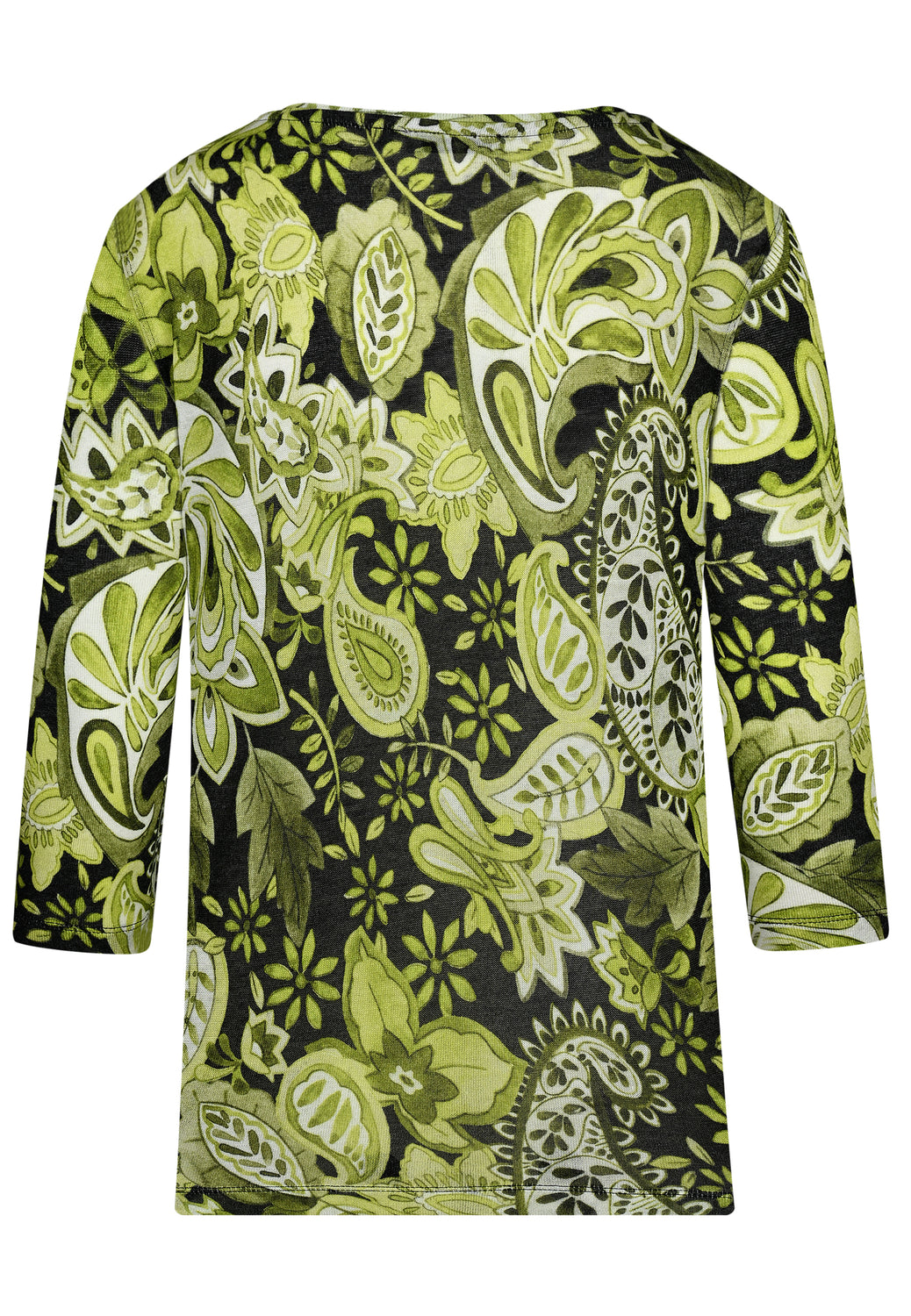 25723 Feinstrick-Shirt mit Paisley-Print in Grün