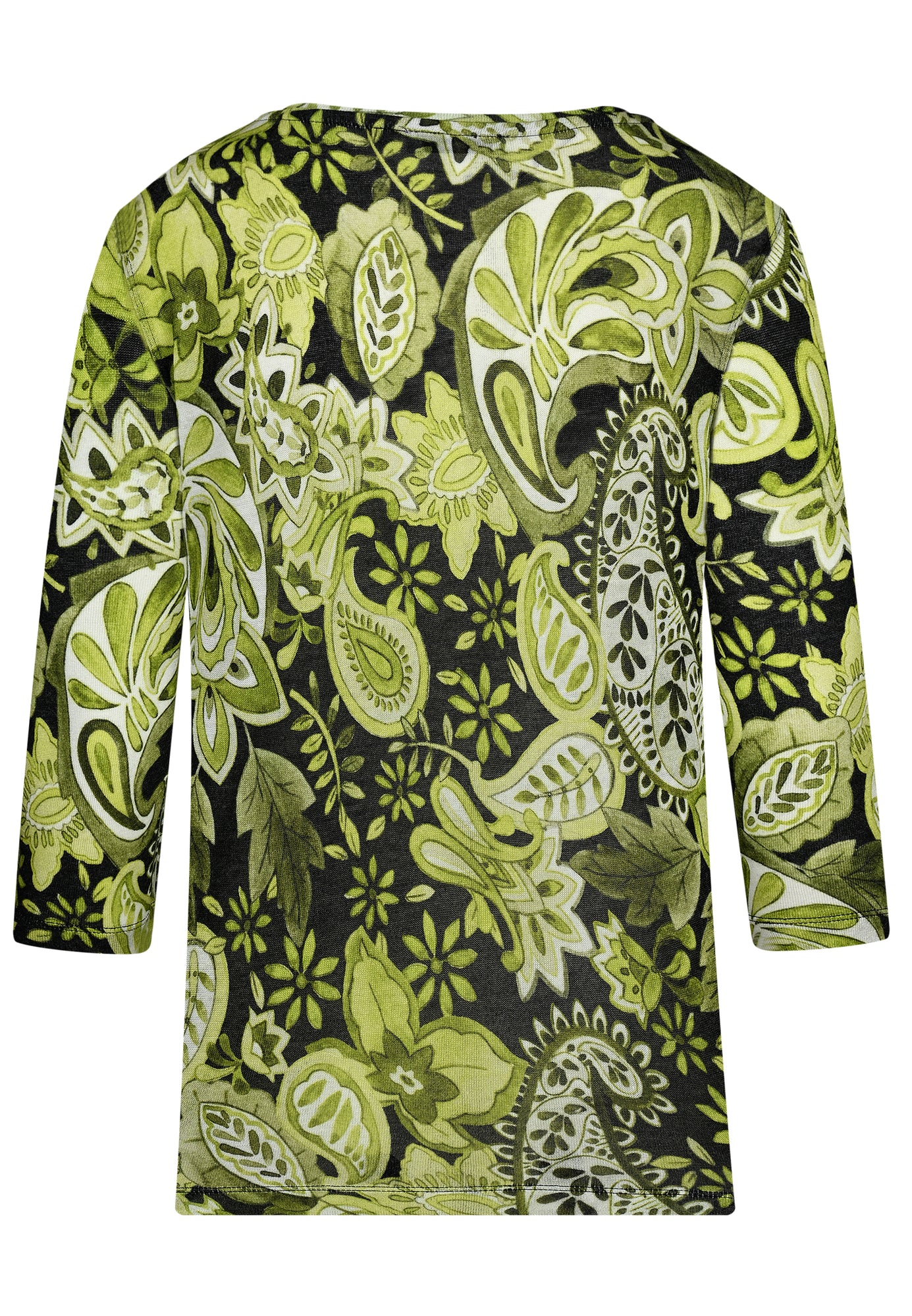 25723 Feinstrick-Shirt mit Paisley-Print in Grün