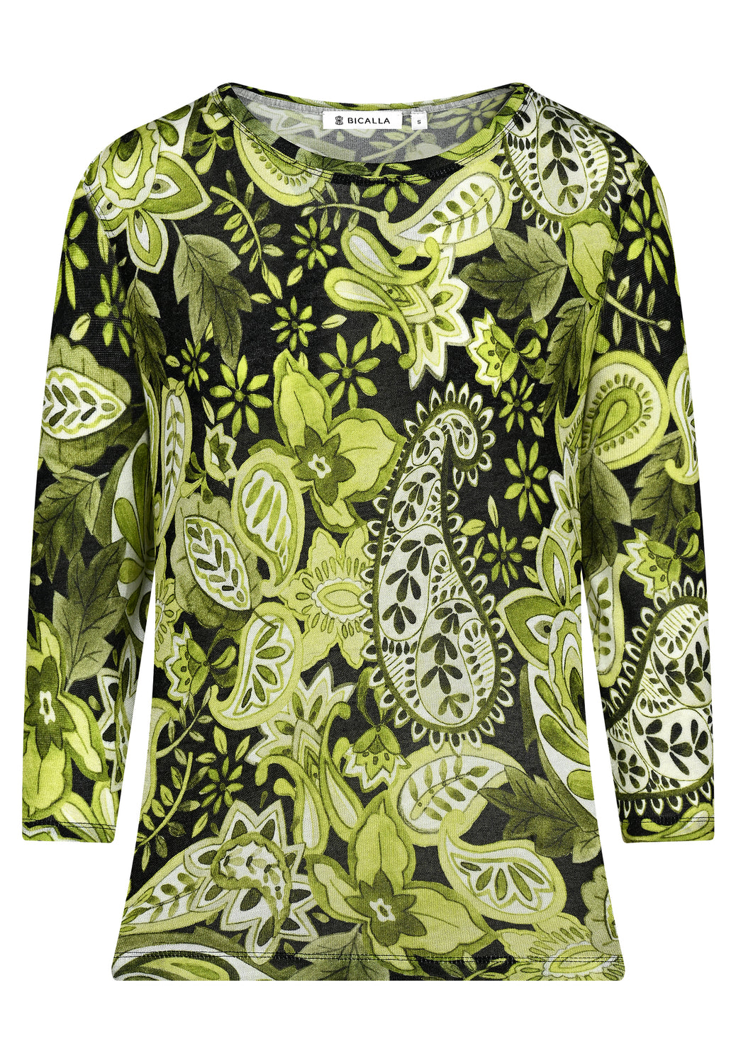 25723 Feinstrick-Shirt mit Paisley-Print in Grün
