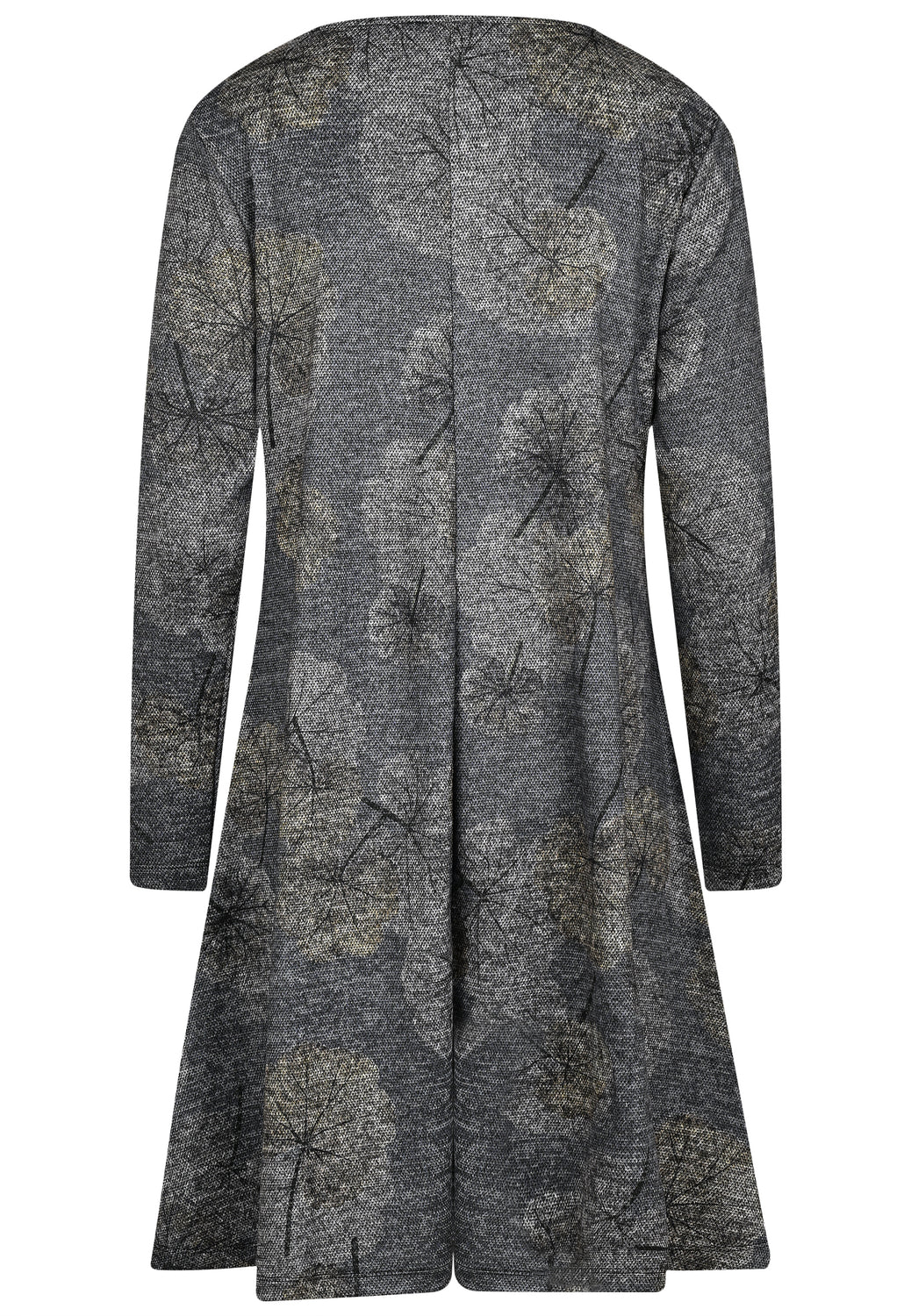25727 Robe à imprimé ginkgo en gris/bleu