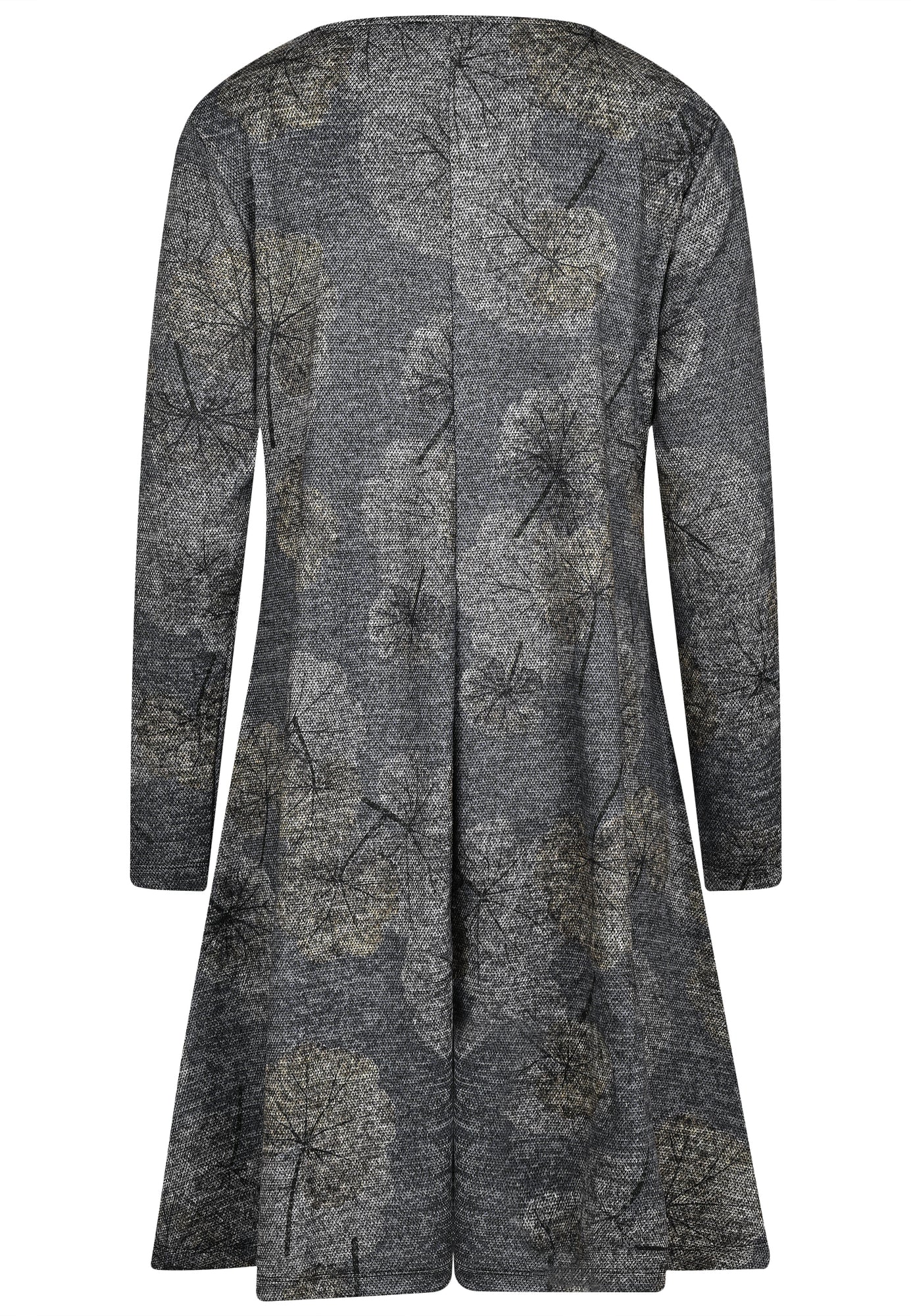 25727 Robe à imprimé ginkgo en gris/bleu