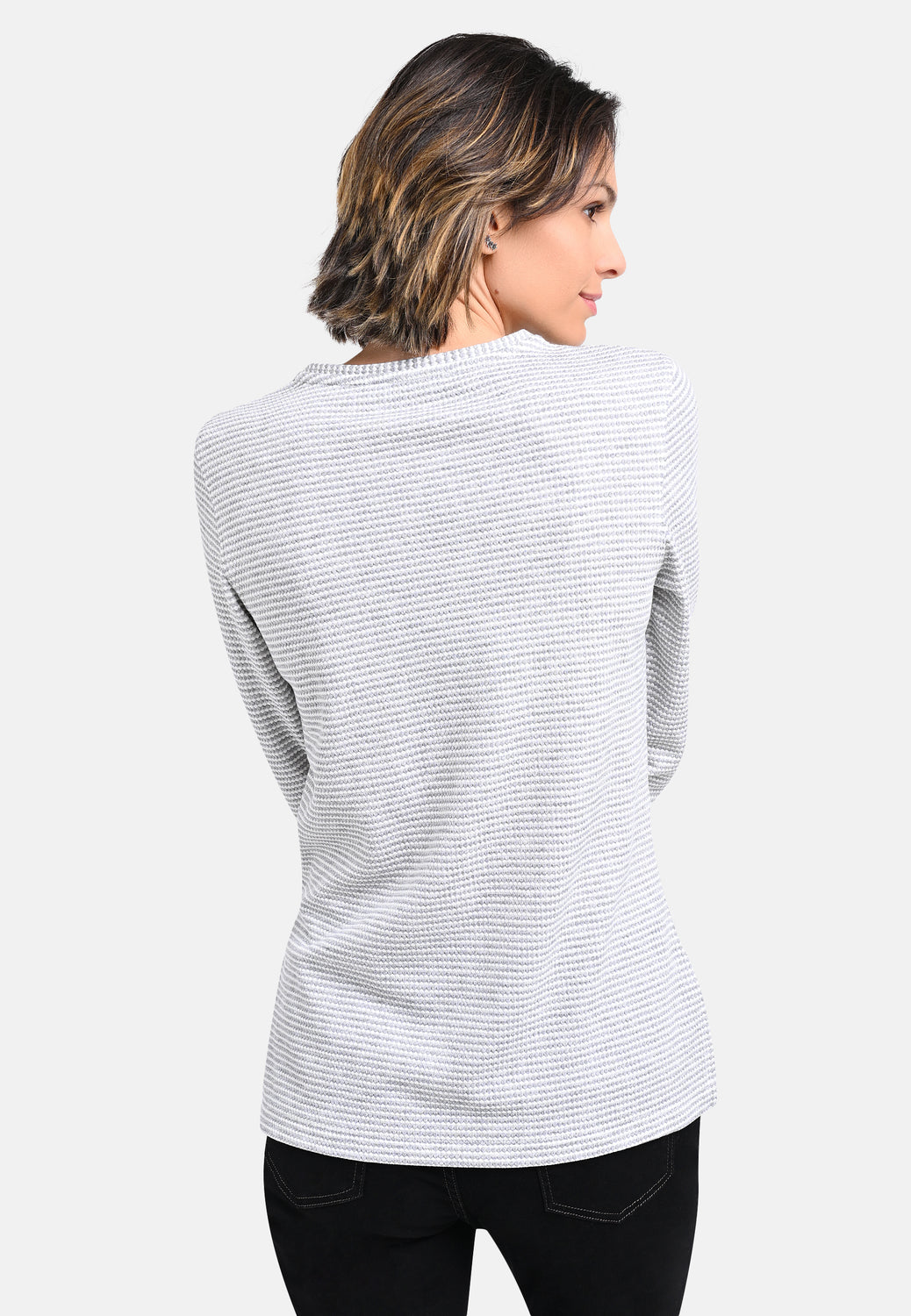 25728 Shirt met grafisch patroon in grijs/wit