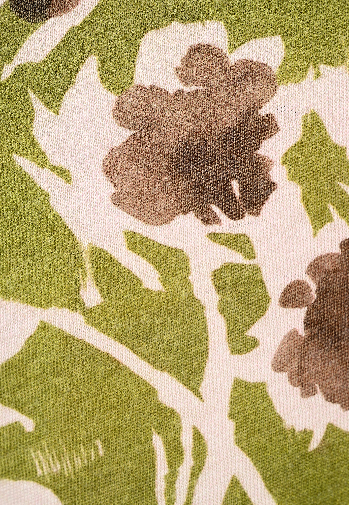 25731 Fijngebreid overhemd met bloemenprint in groen/roze