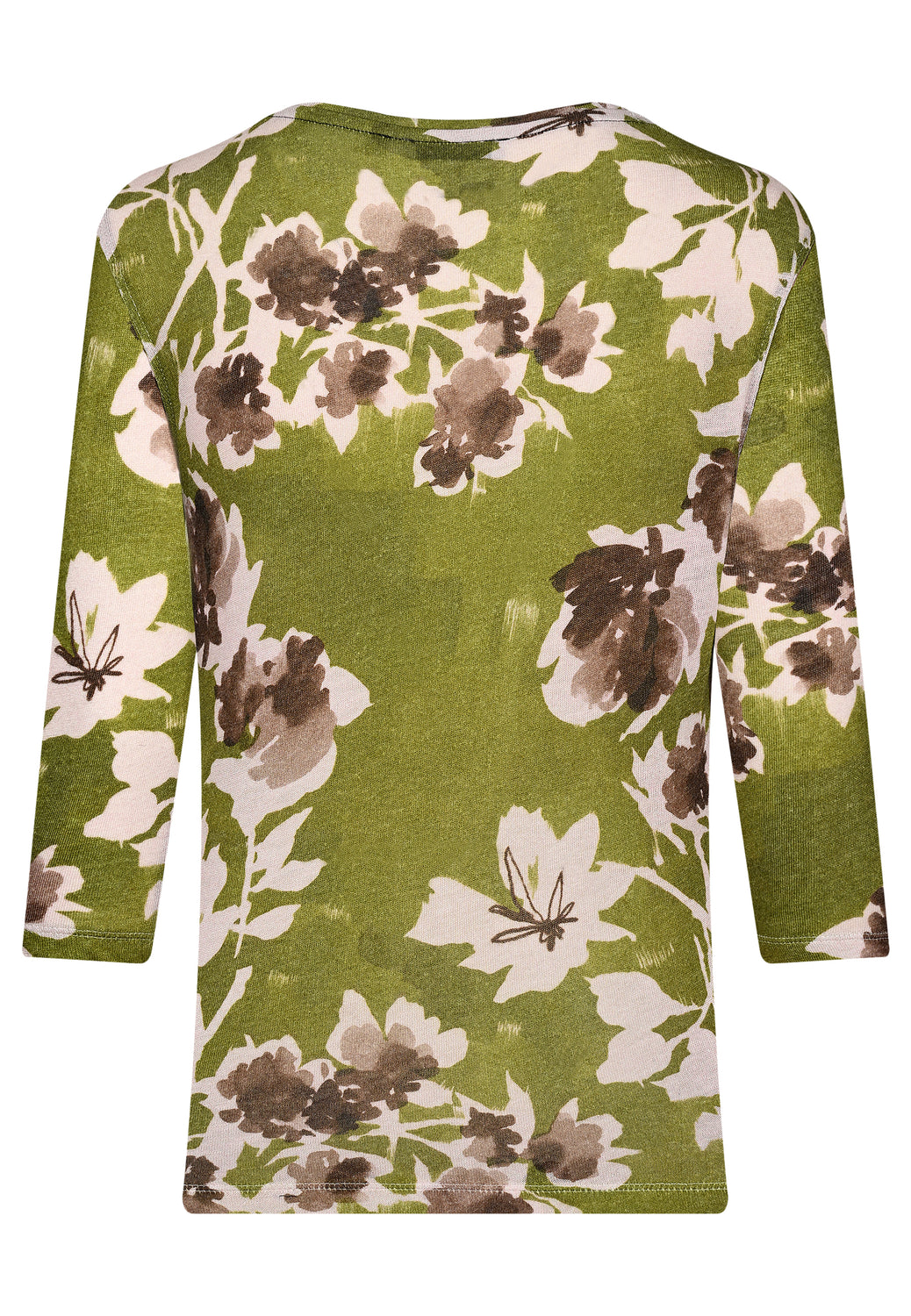 25731 Fijngebreid overhemd met bloemenprint in groen/roze