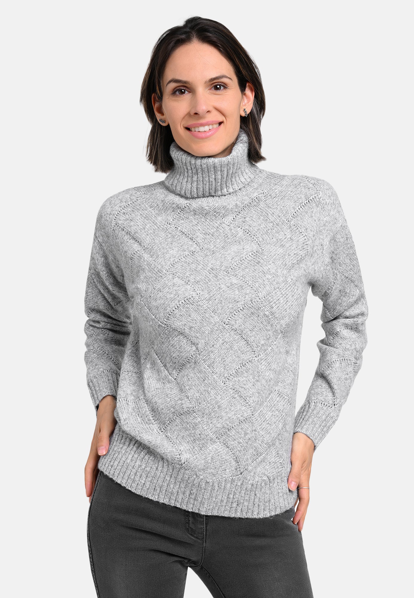 25808 Strickpullover in Hellgrau