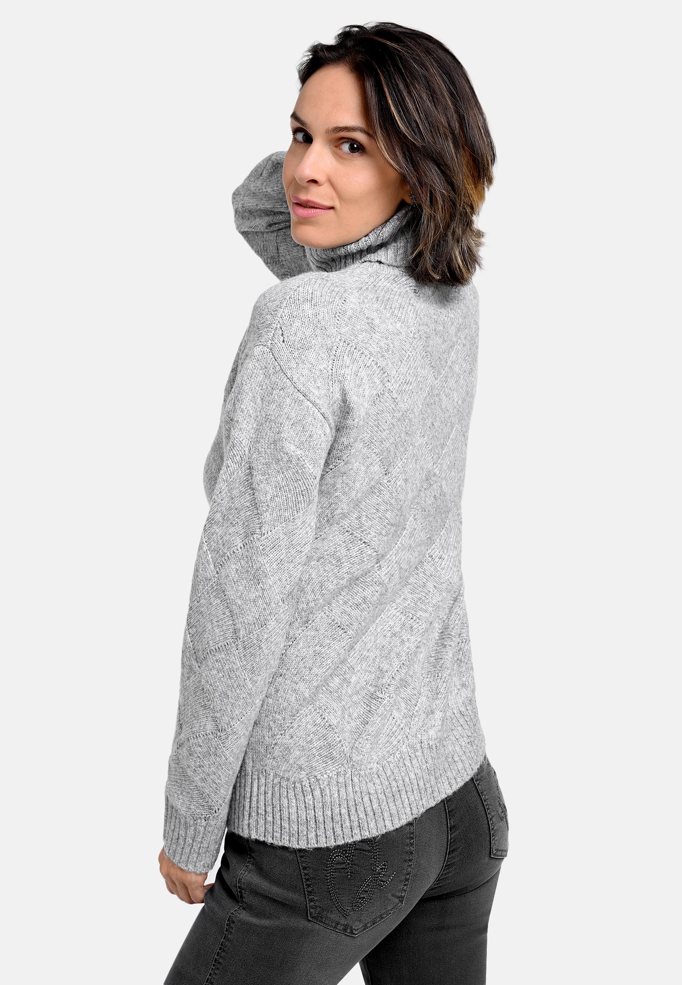 25808 Strickpullover in Hellgrau