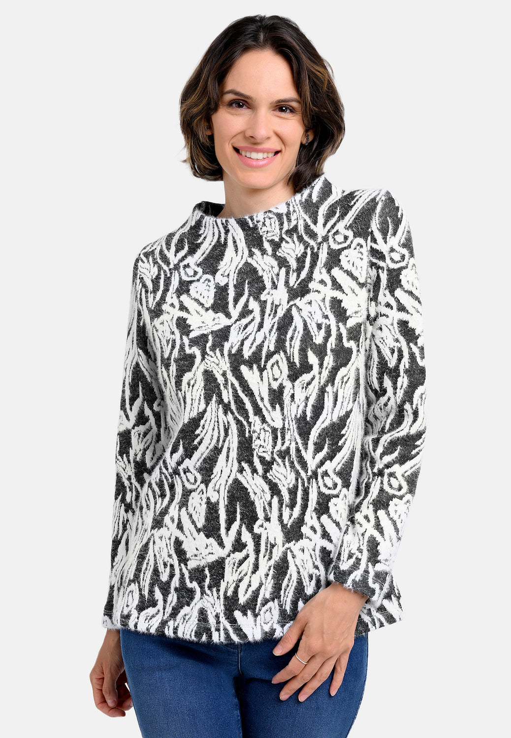 25809 Shirt mit Muster in Anthrazit/Weiß