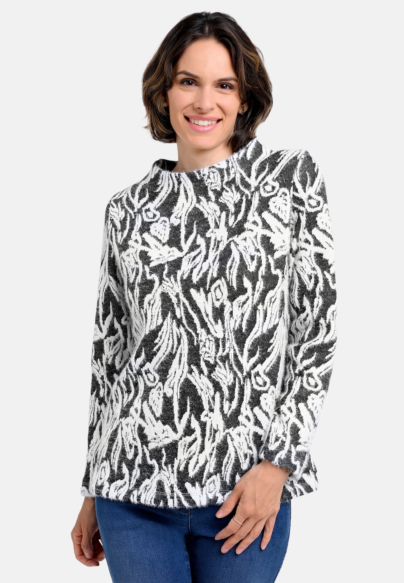 25809 Shirt mit Muster in Anthrazit/Weiß