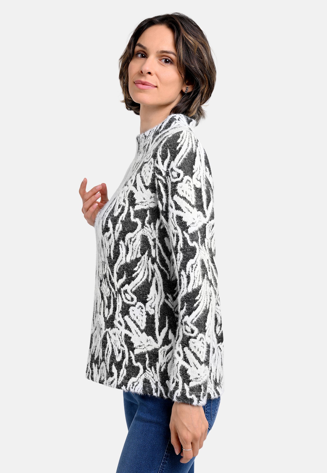 25809 Shirt mit Muster in Anthrazit/Weiß