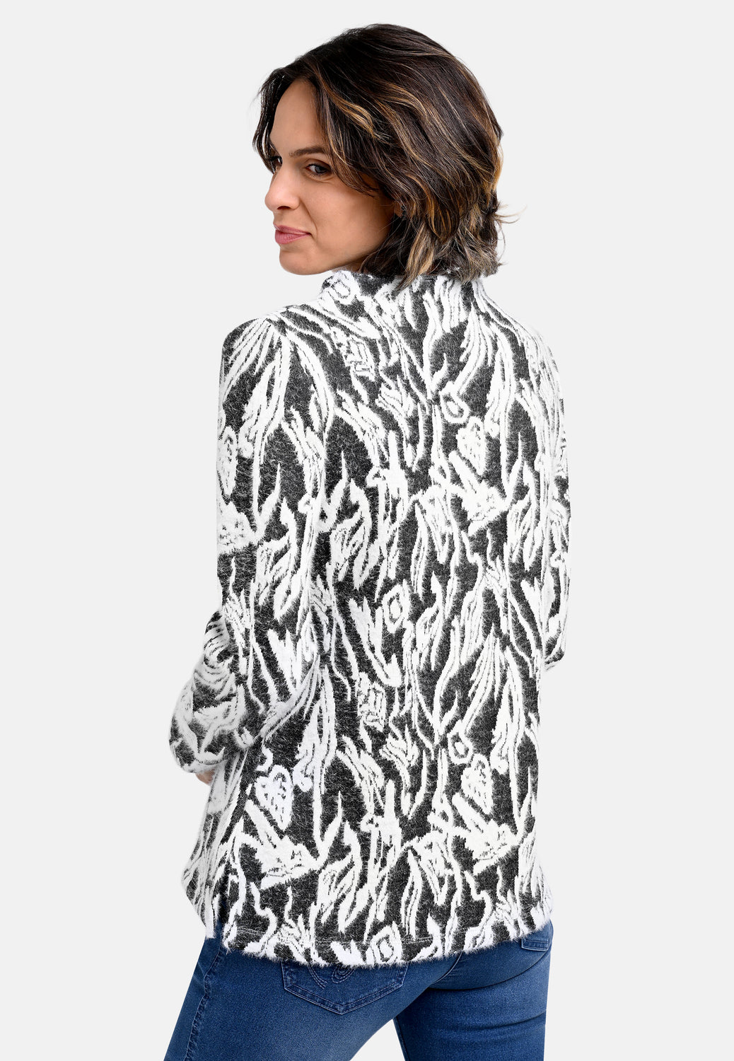 25809 Shirt mit Muster in Anthrazit/Weiß