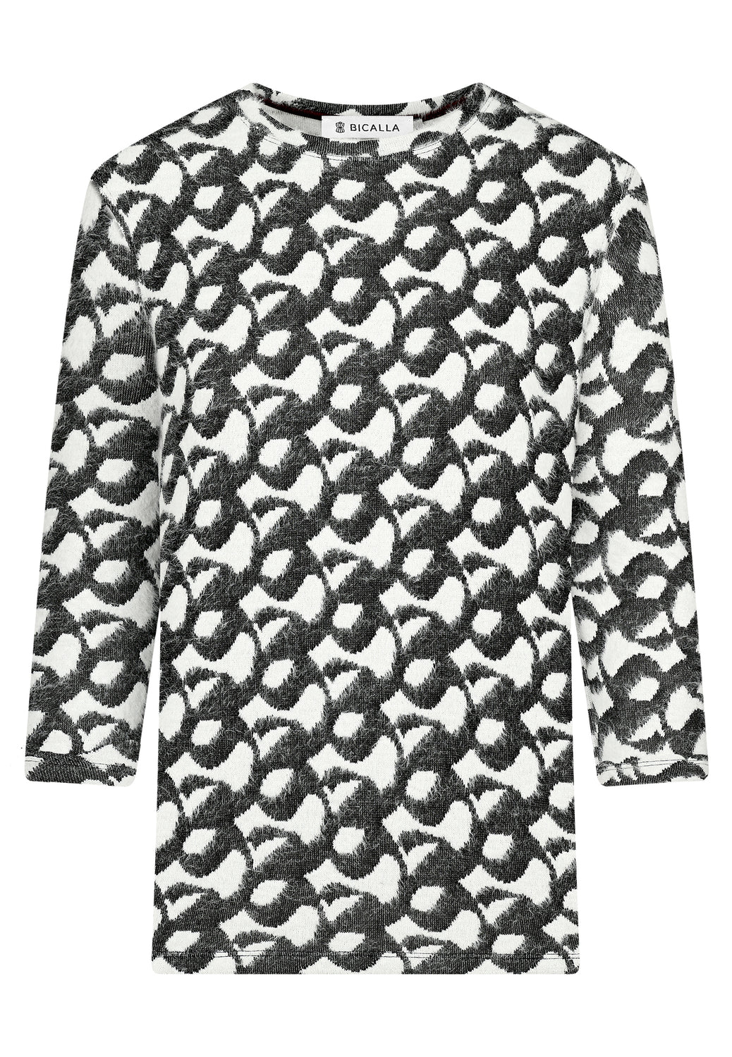 25811  Shirt mit grafischem Muster in Anthrazit/Weiß