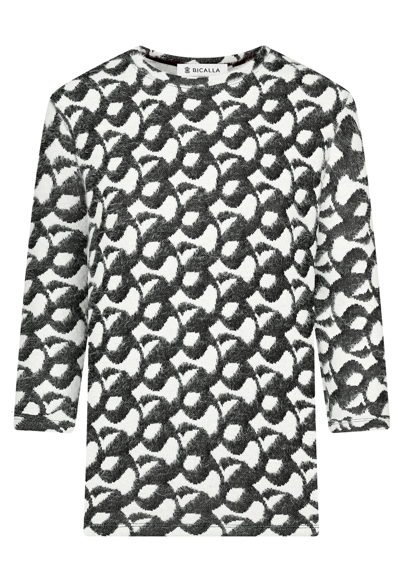 25811  Shirt mit grafischem Muster in Anthrazit/Weiß