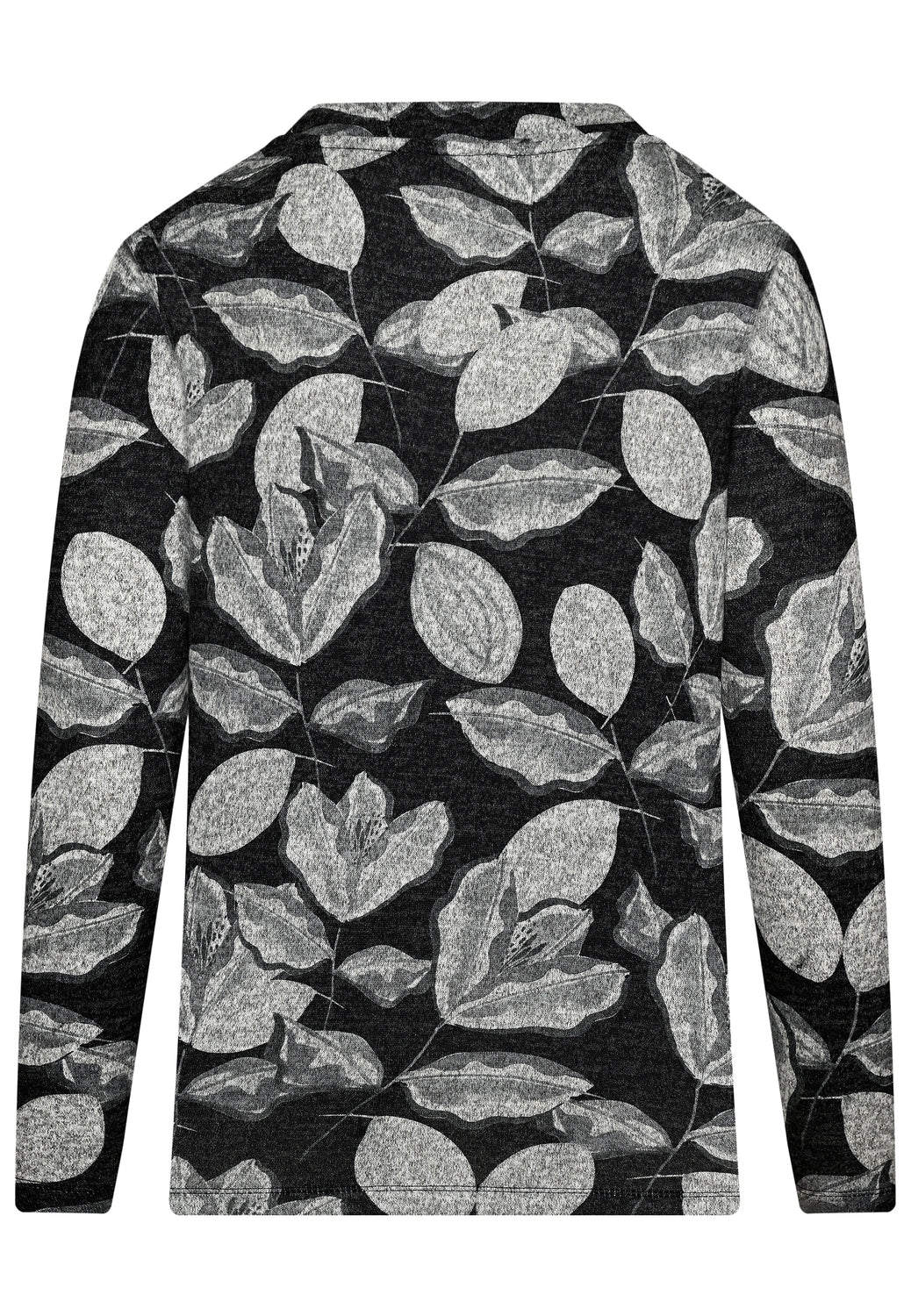 25812 Shirt mit floralem Print in Anthrazit/Hellgrau