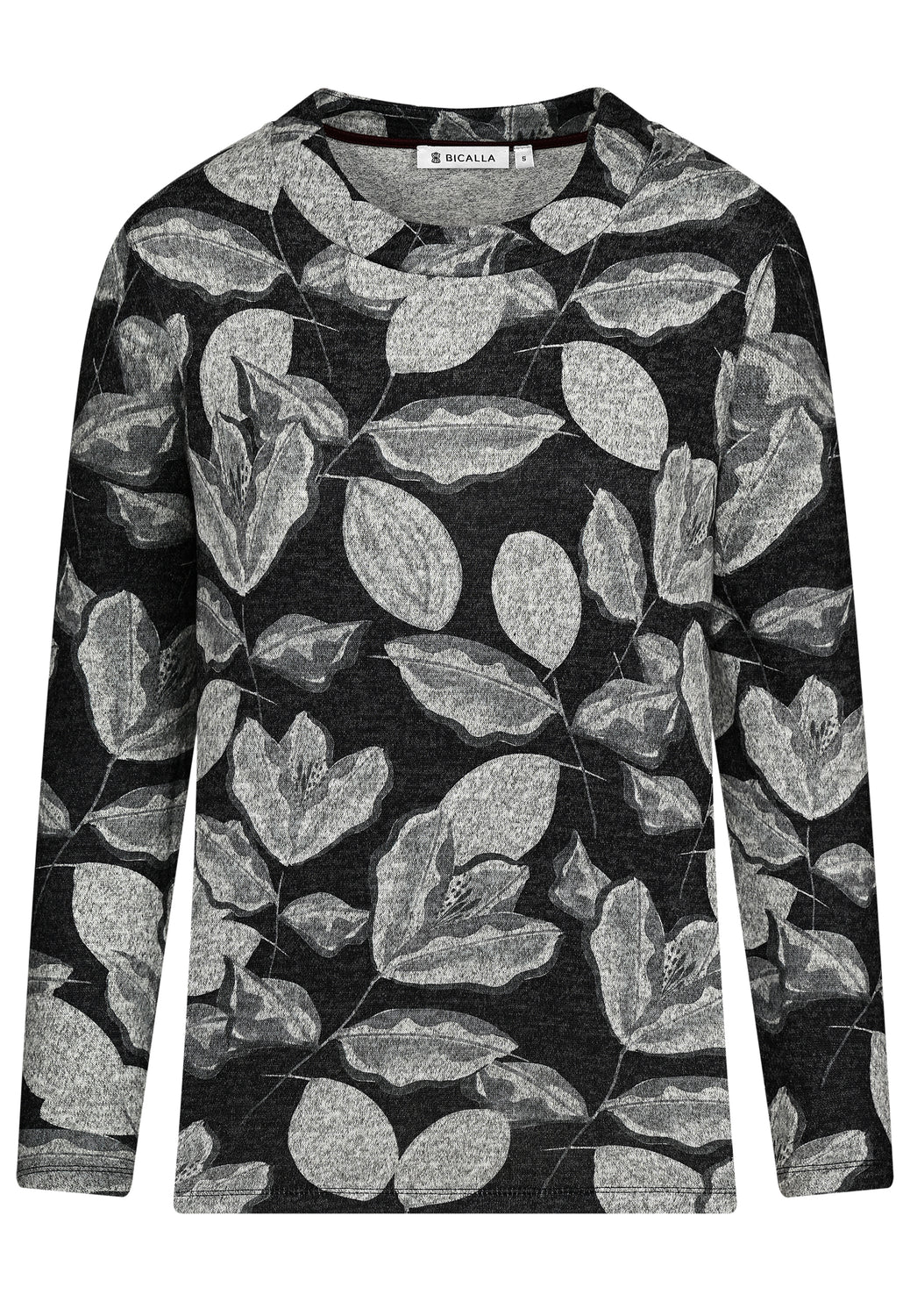 25812 Shirt mit floralem Print in Anthrazit/Hellgrau
