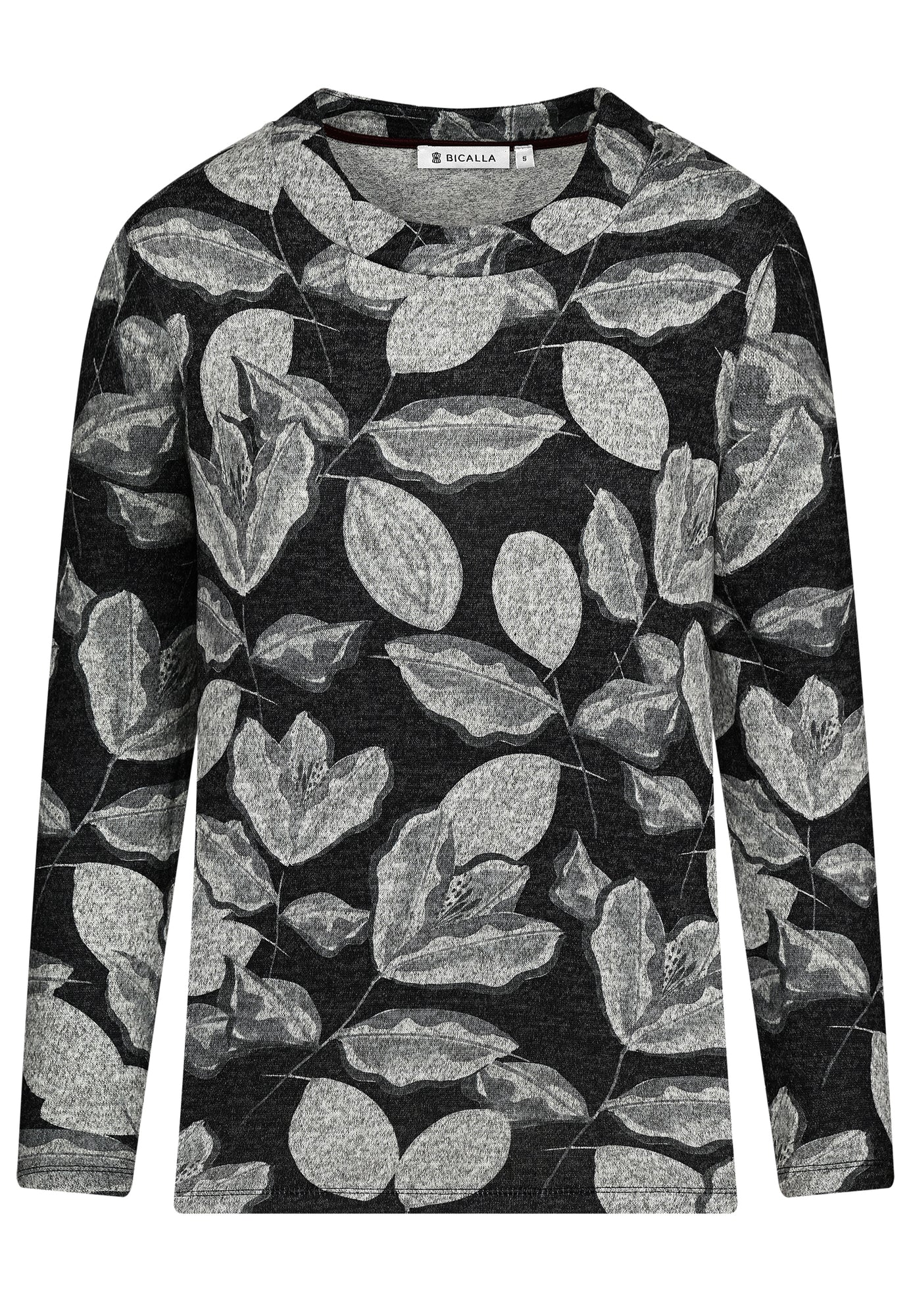 25812 Shirt mit floralem Print in Anthrazit/Hellgrau
