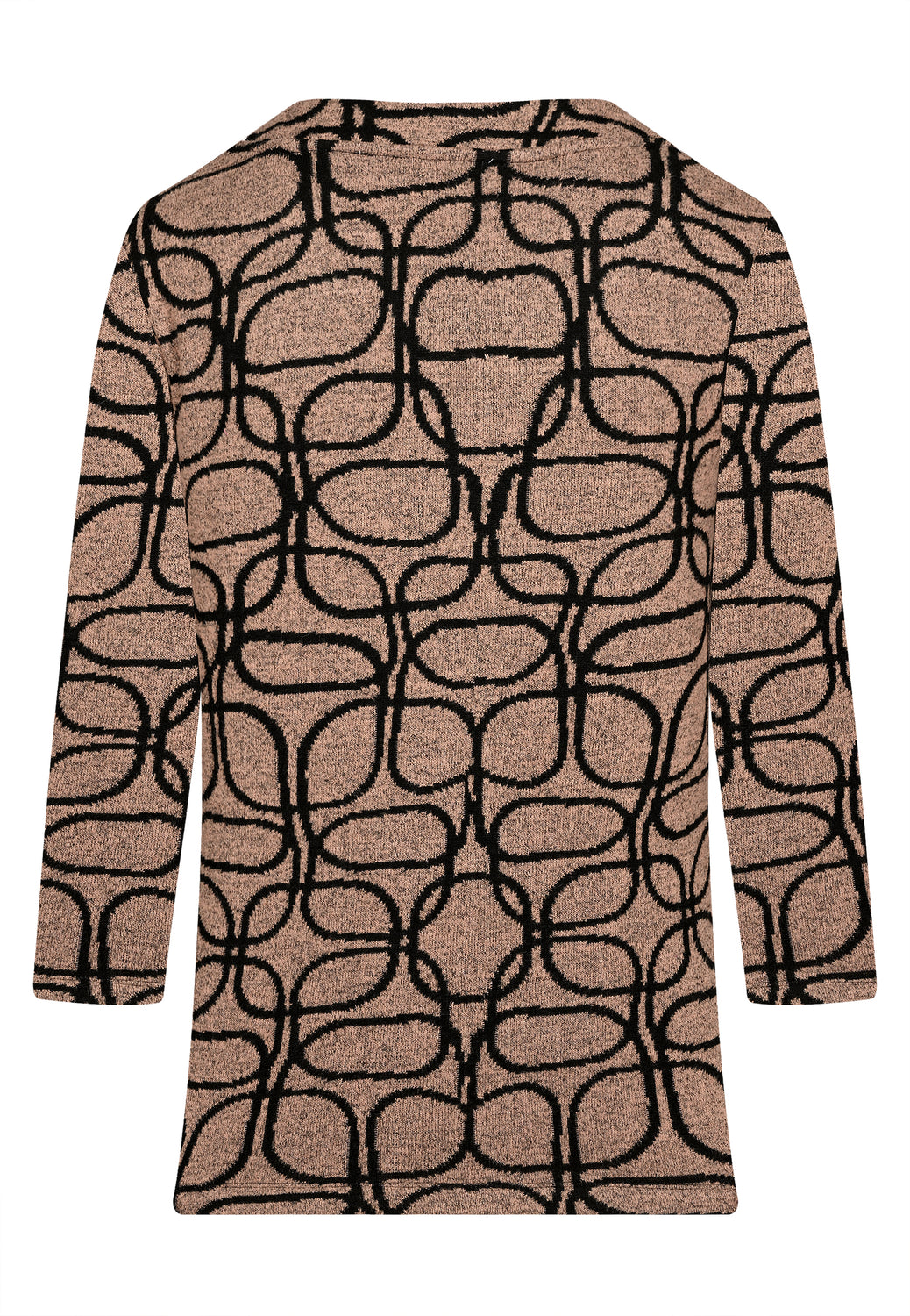 25815 Strick-Shirt mit Jacquard-Muster in Braun/Schwarz