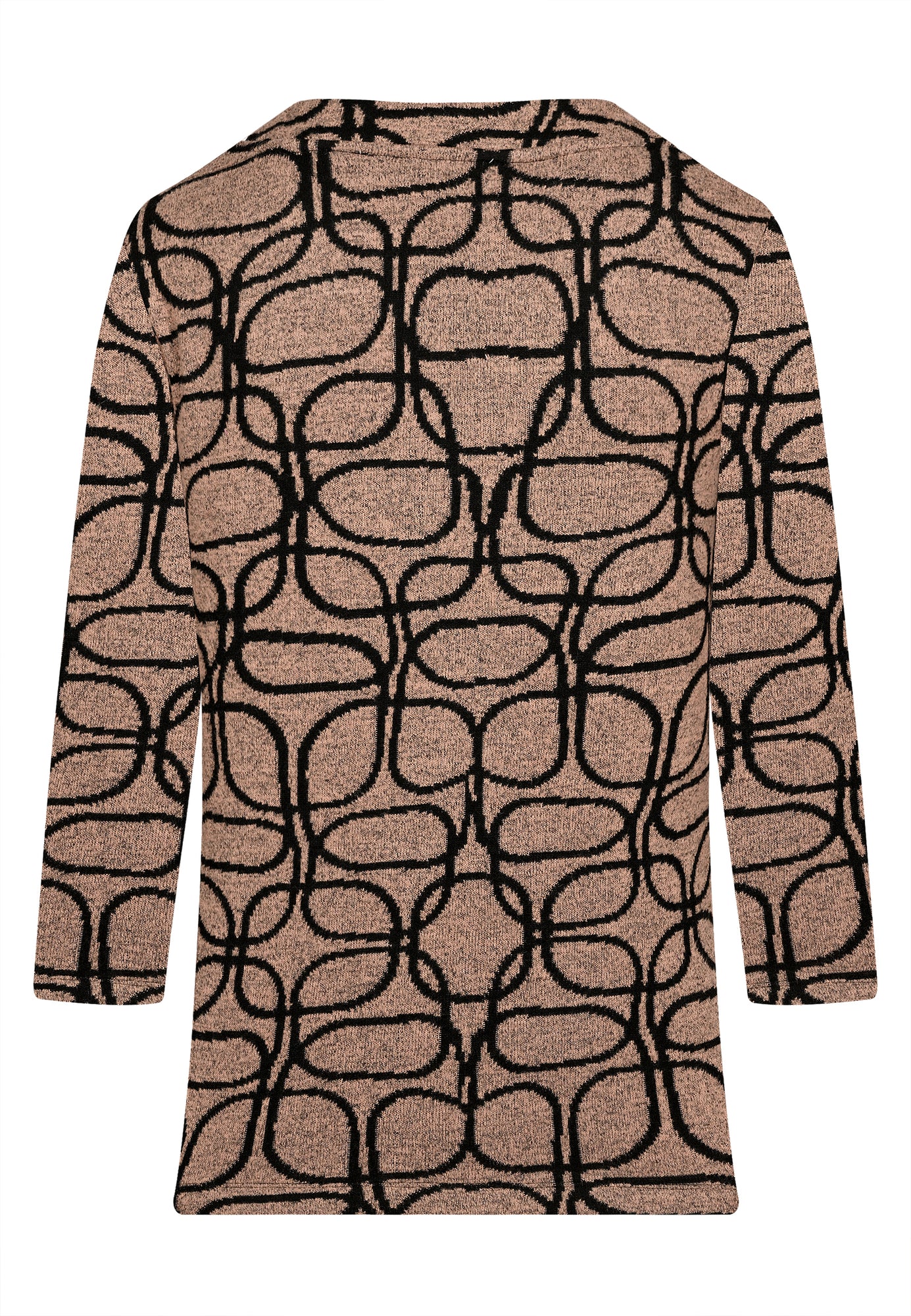 25815 Strick-Shirt mit Jacquard-Muster in Braun/Schwarz