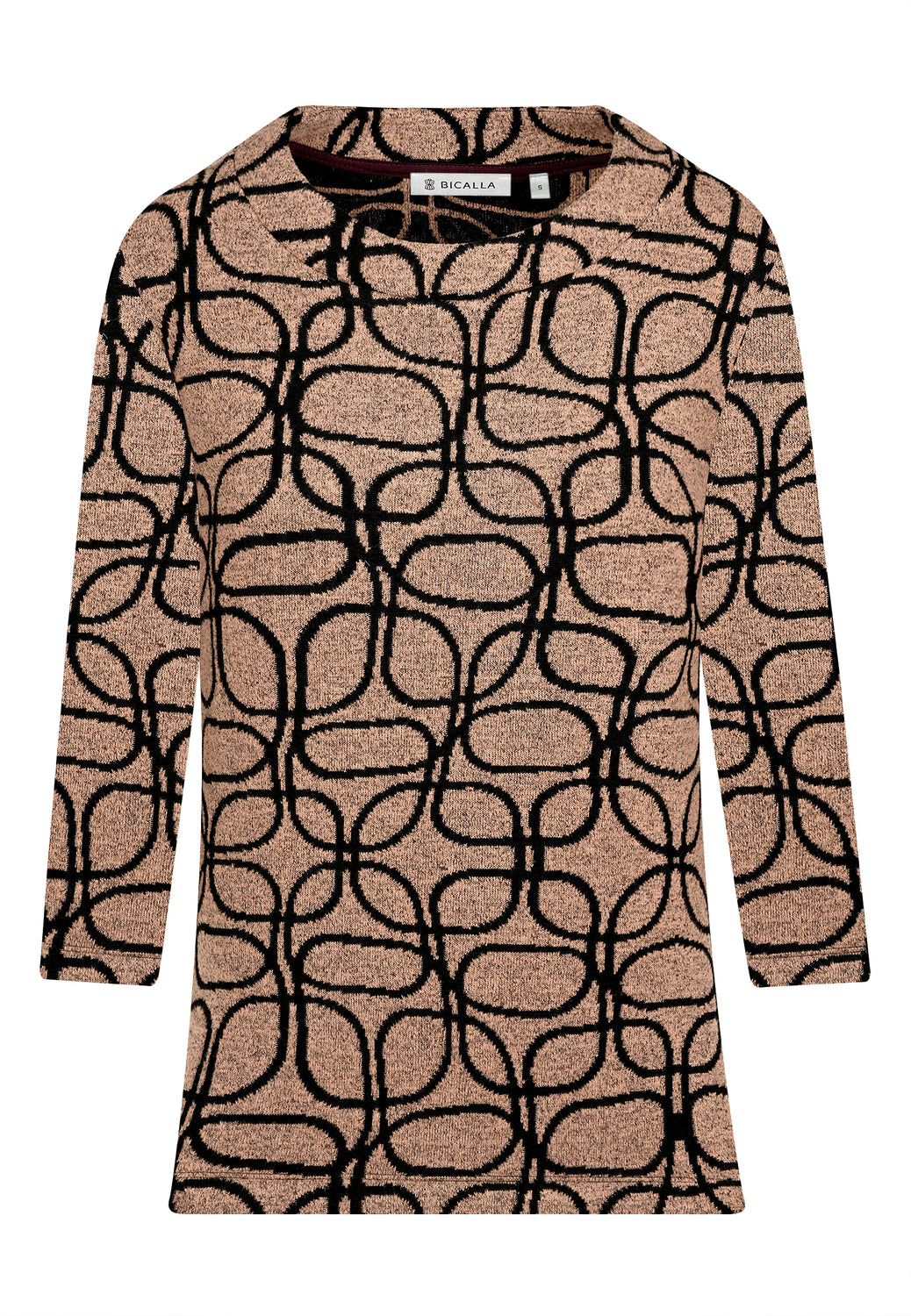 25815 Strick-Shirt mit Jacquard-Muster in Braun/Schwarz