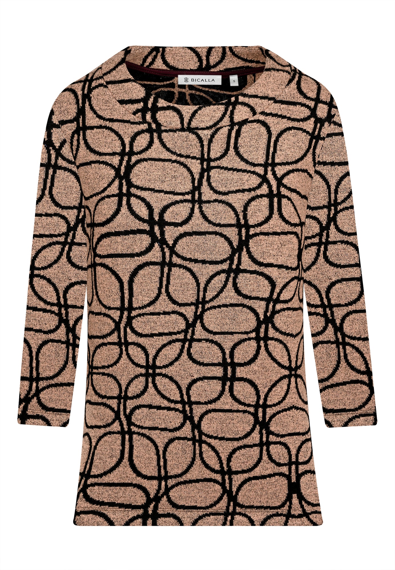 25815 Strick-Shirt mit Jacquard-Muster in Braun/Schwarz