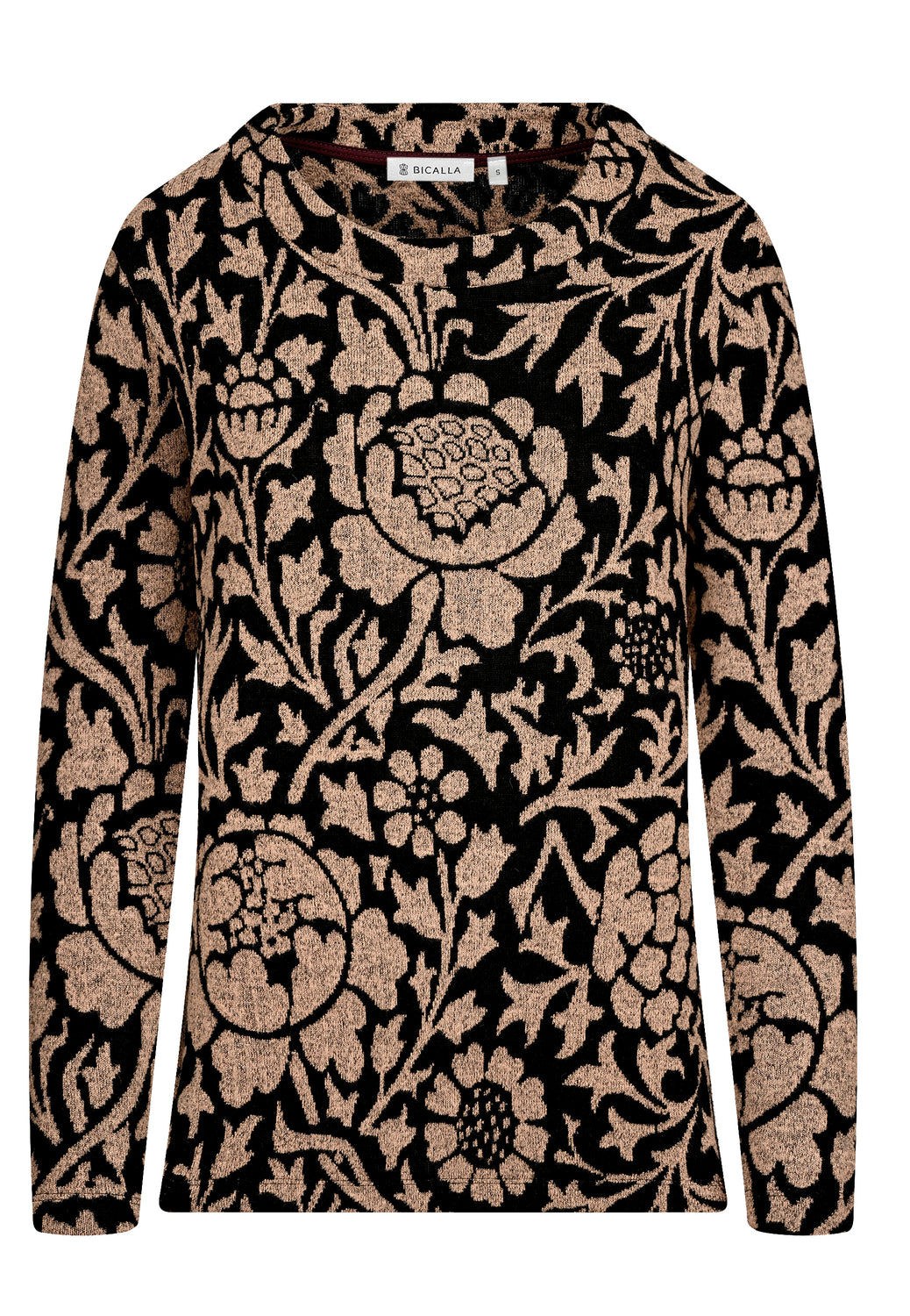 25816 Strick-Shirt mit Jacquard-Muster in Braun/Schwarz