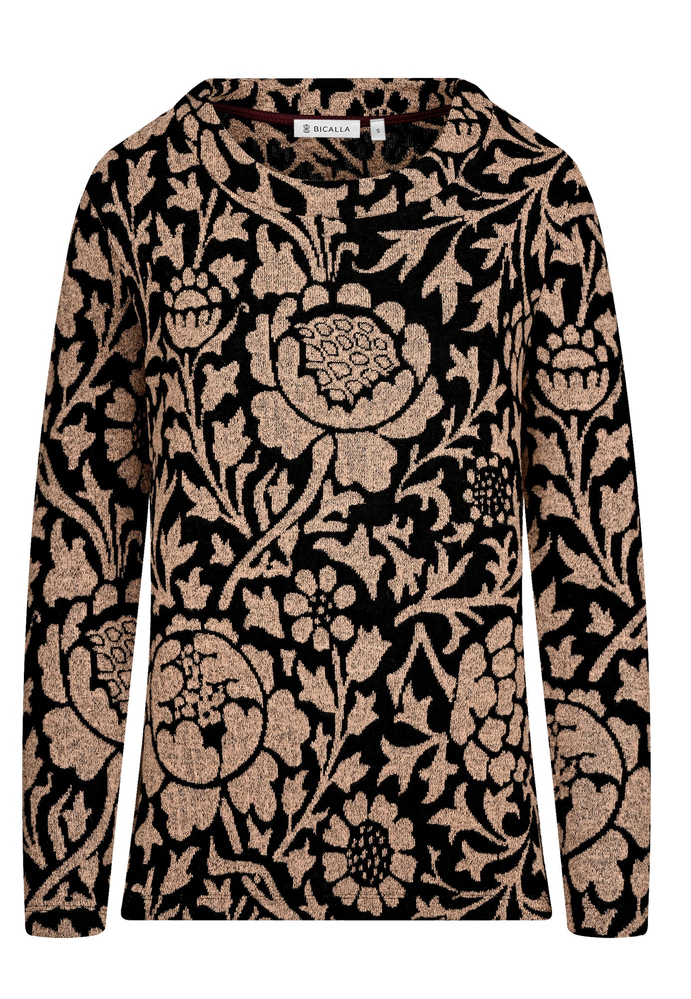 25816 Strick-Shirt mit Jacquard-Muster in Braun/Schwarz