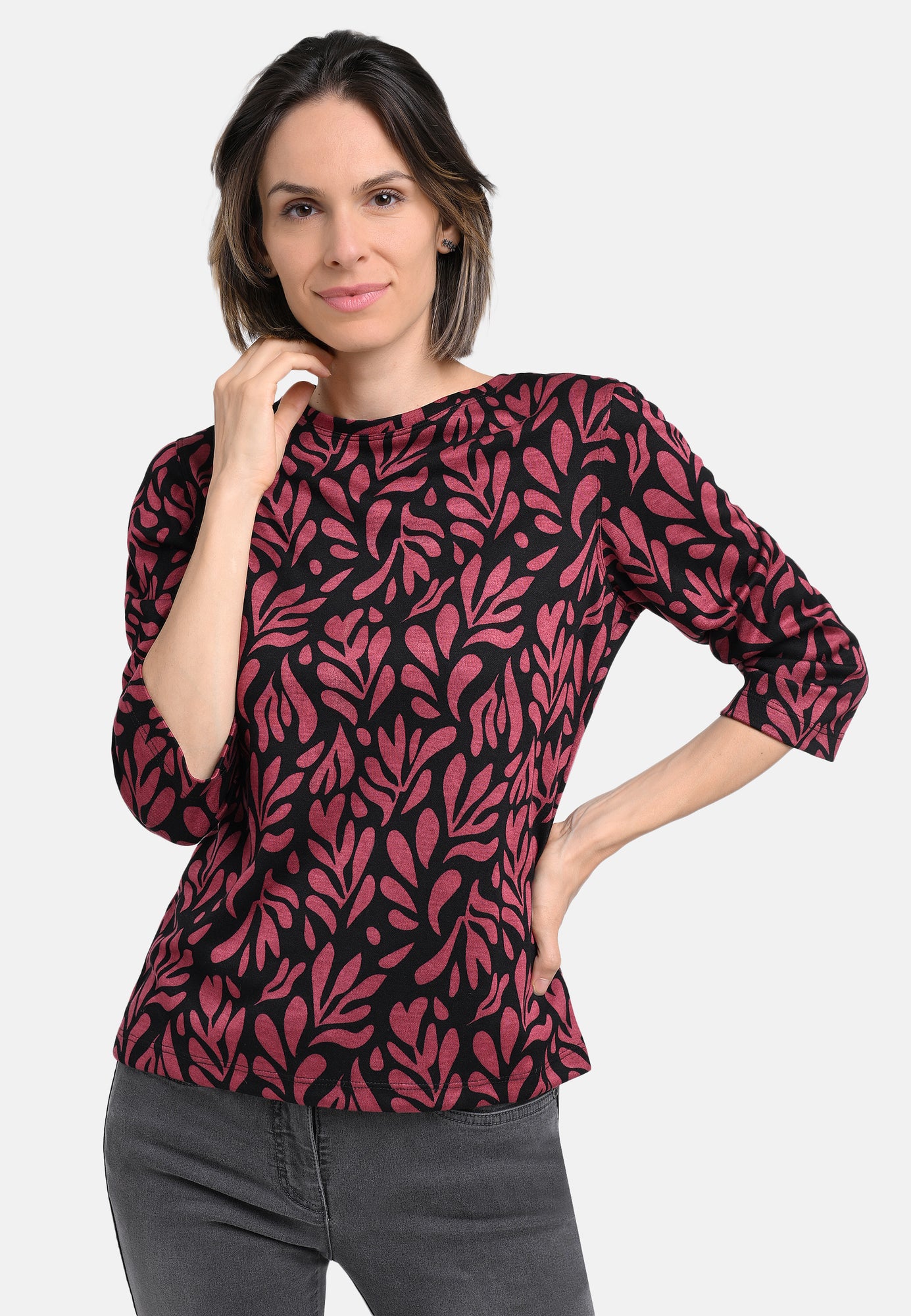 25817 Shirt mit Ornament-Print in Rot/Schwarz